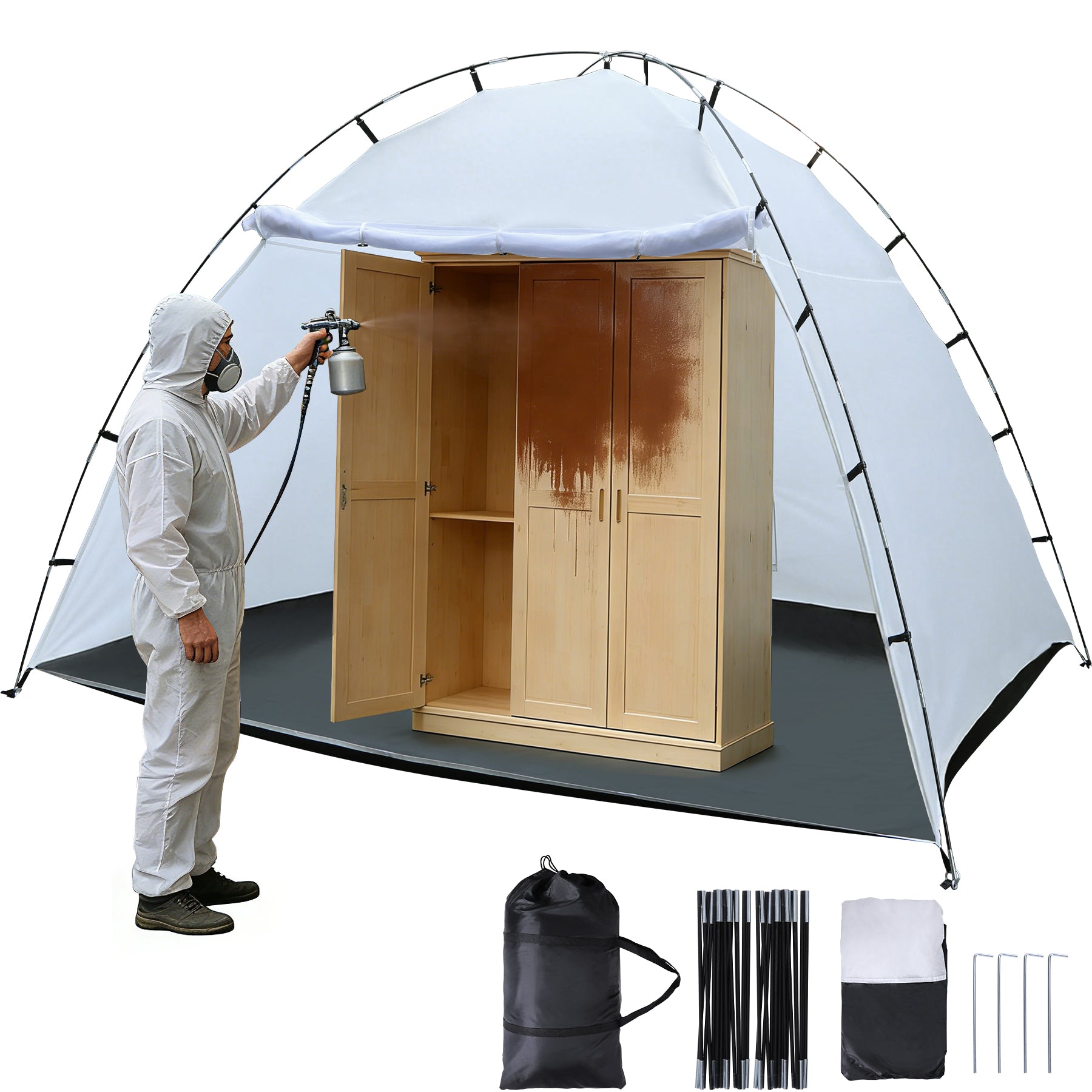 painting booth tent REDCAMP 10x8ft Portable Paint Booth Tent 6.5ft Walk-in Height with Floor and Mesh Screen – Redcamp