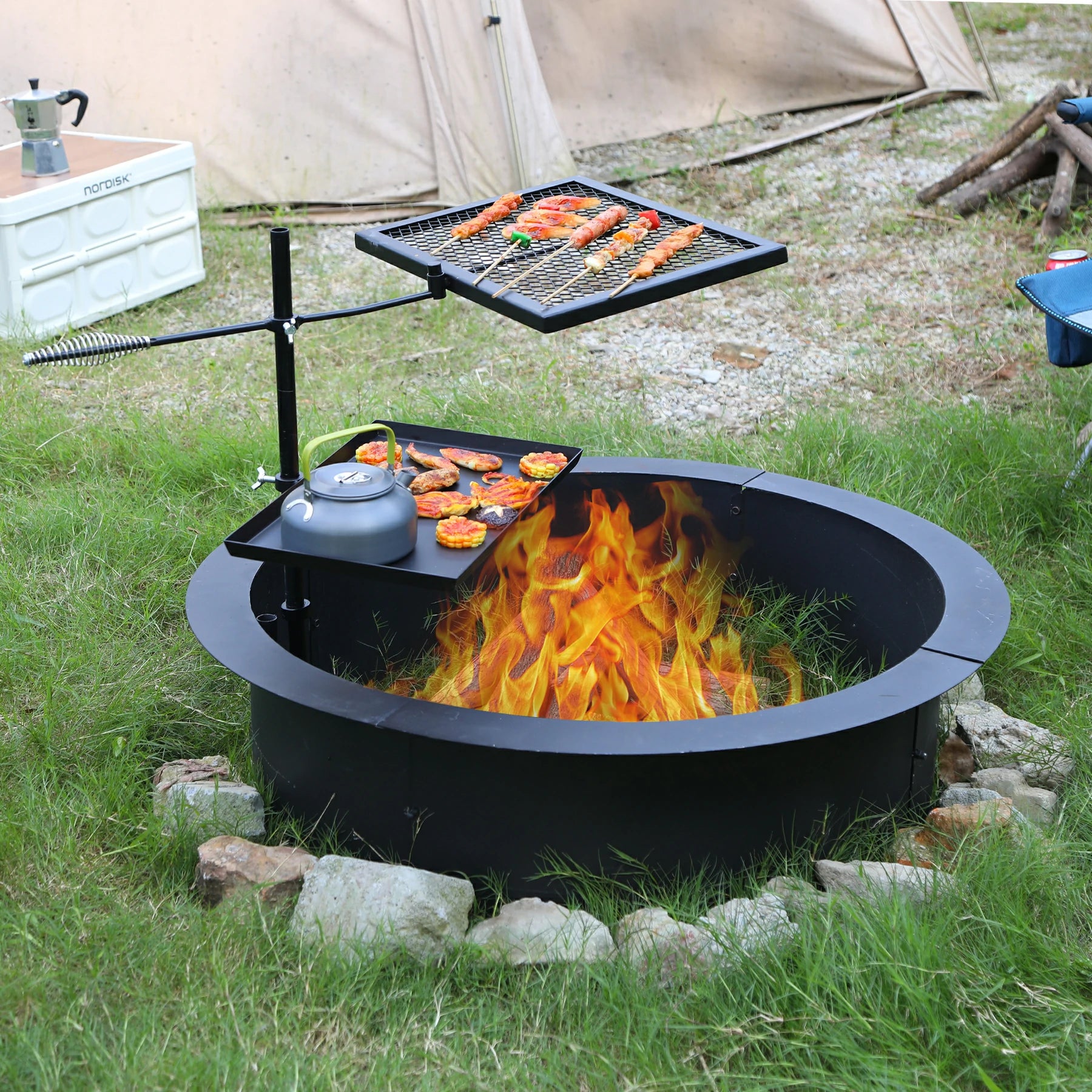Swivel Campfire Grill Heavy Duty Steel Grate