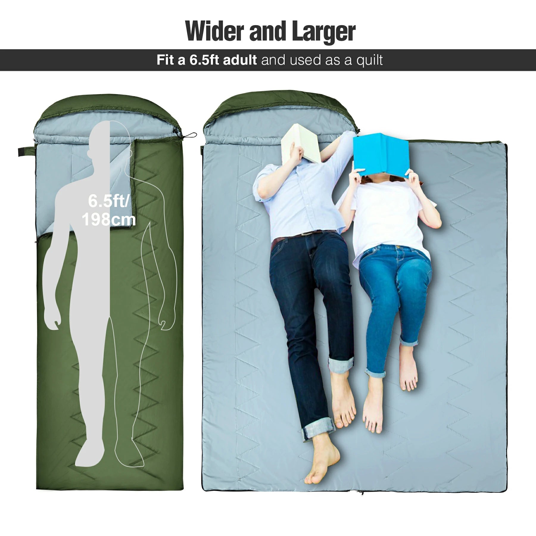 Oversized Ultralight Sleeping Bag for Backpacking