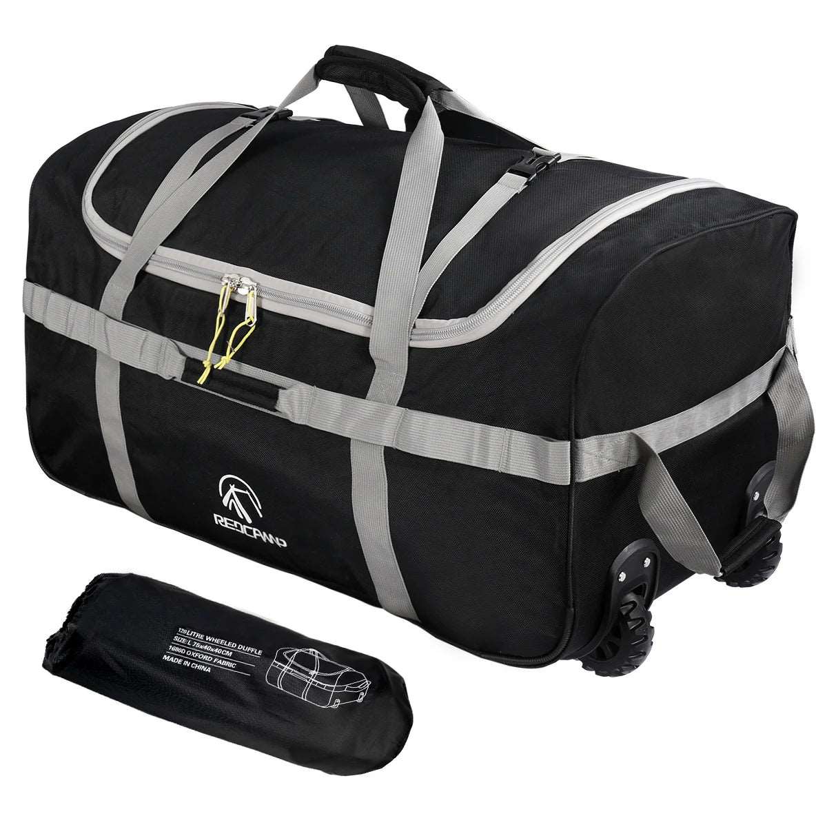 Rock Cloud Foldable Wheeled Duffel Bag with Widened Wheels 85L Rolling Duffle Bag Packable 26 inch for Travel Camping Sports