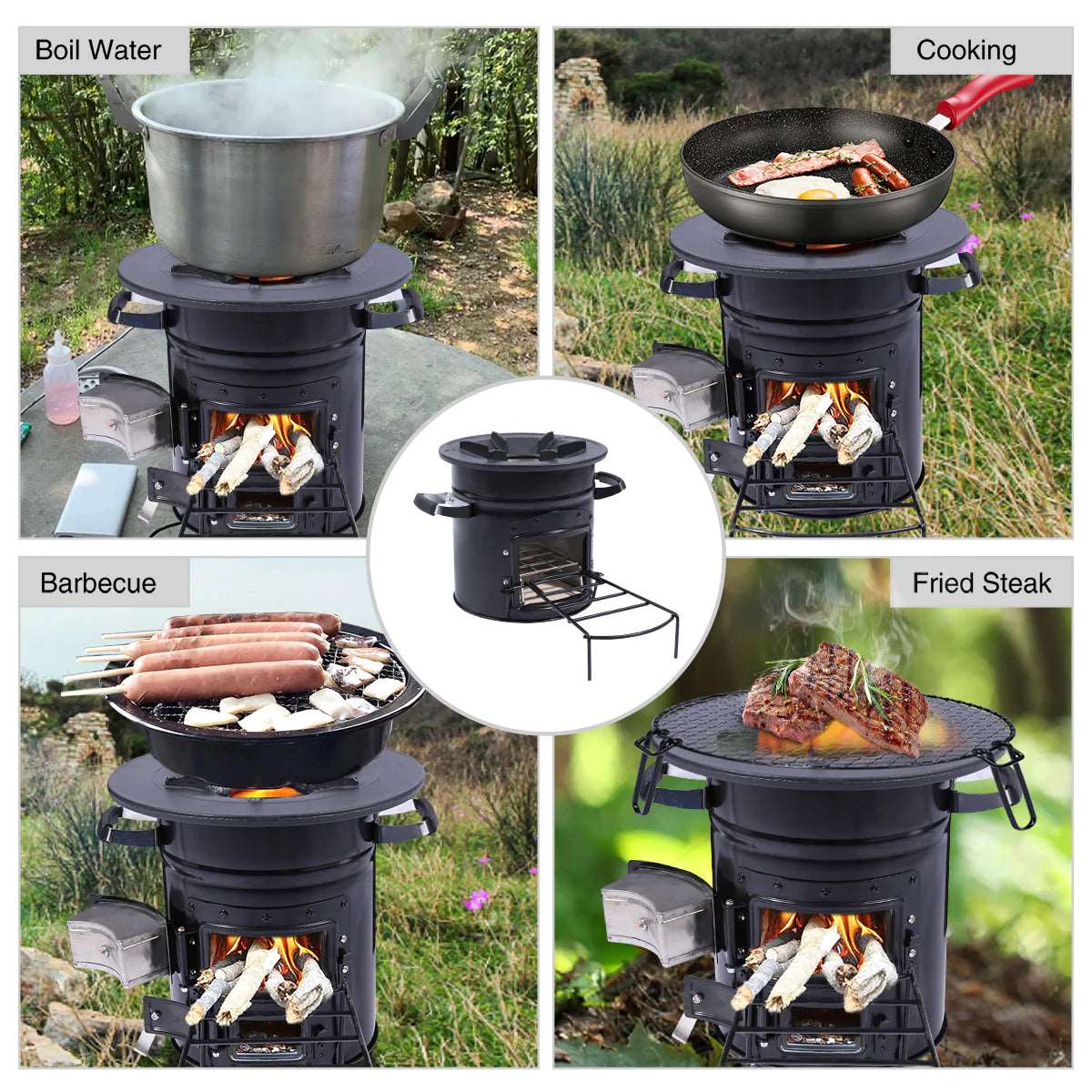 Rocket Stove ,Portable Wood Stove For Camping with Handle and Carry Bag
