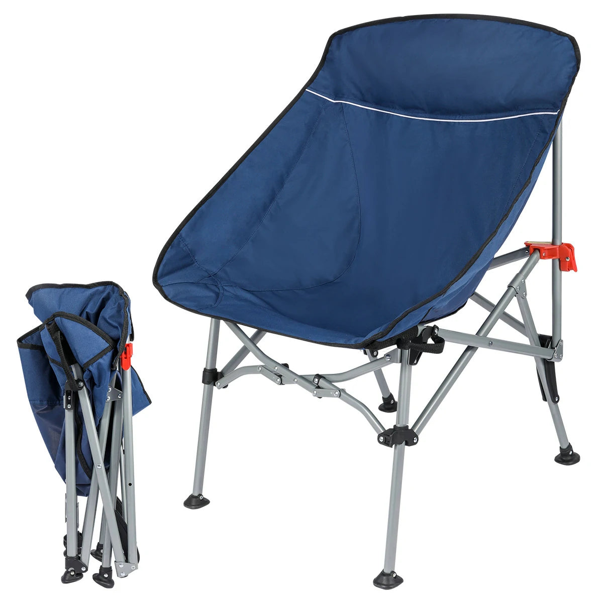 REDCAMP Camping Chair with Removable Footrest 2 Pack, Portable Folding  Reclining Camp Chairs for Adults, Blue with Fabric Back