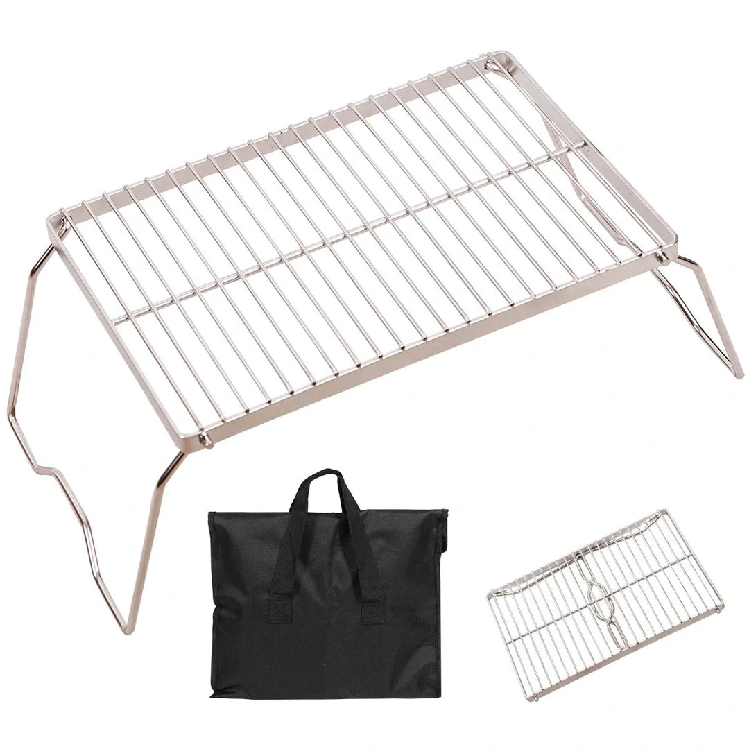 Portable Folding Campfire Grill 304 Stainless Steel Grate with Carrying Bag - Redcamp