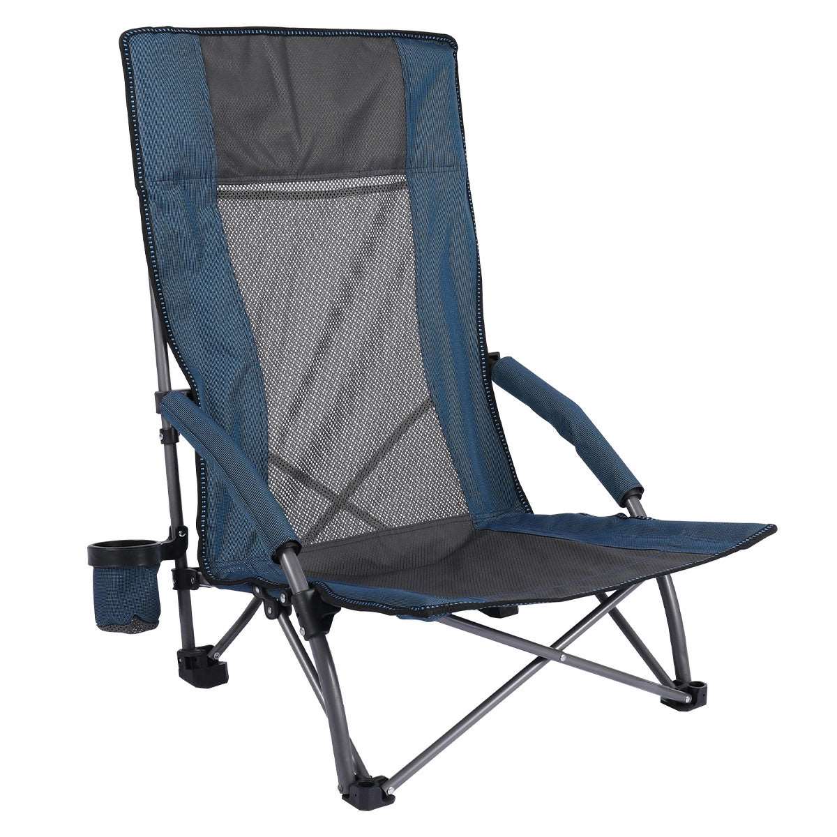 Portable Mesh Reclining Back Low Seat Beach Chair