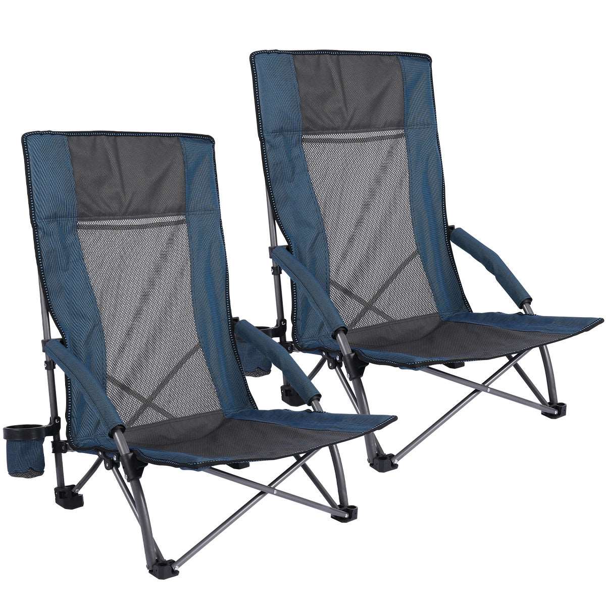 Portable Mesh Reclining Back Low Seat Beach Chair