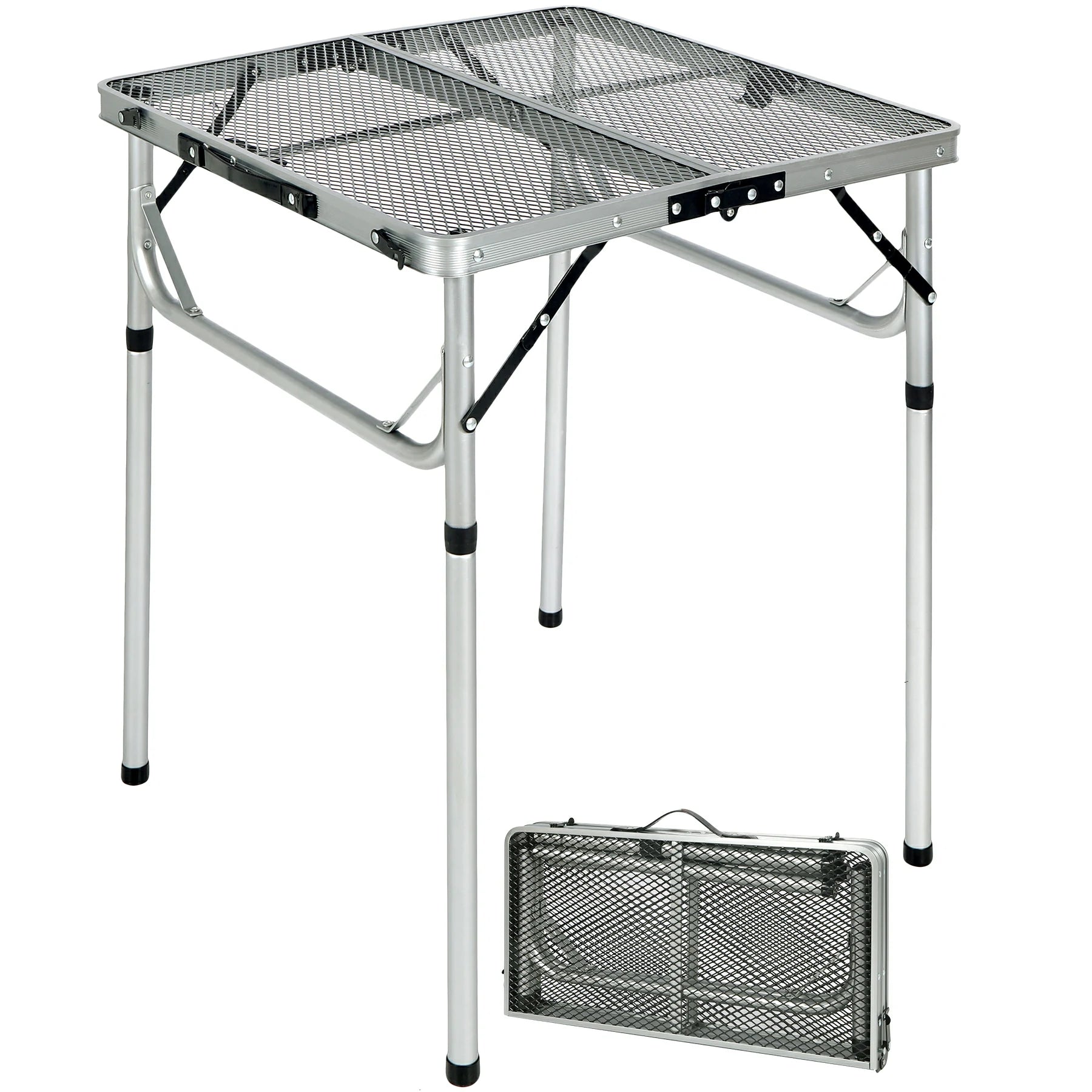 Folding Grill Table for Camping with Mesh Desktop