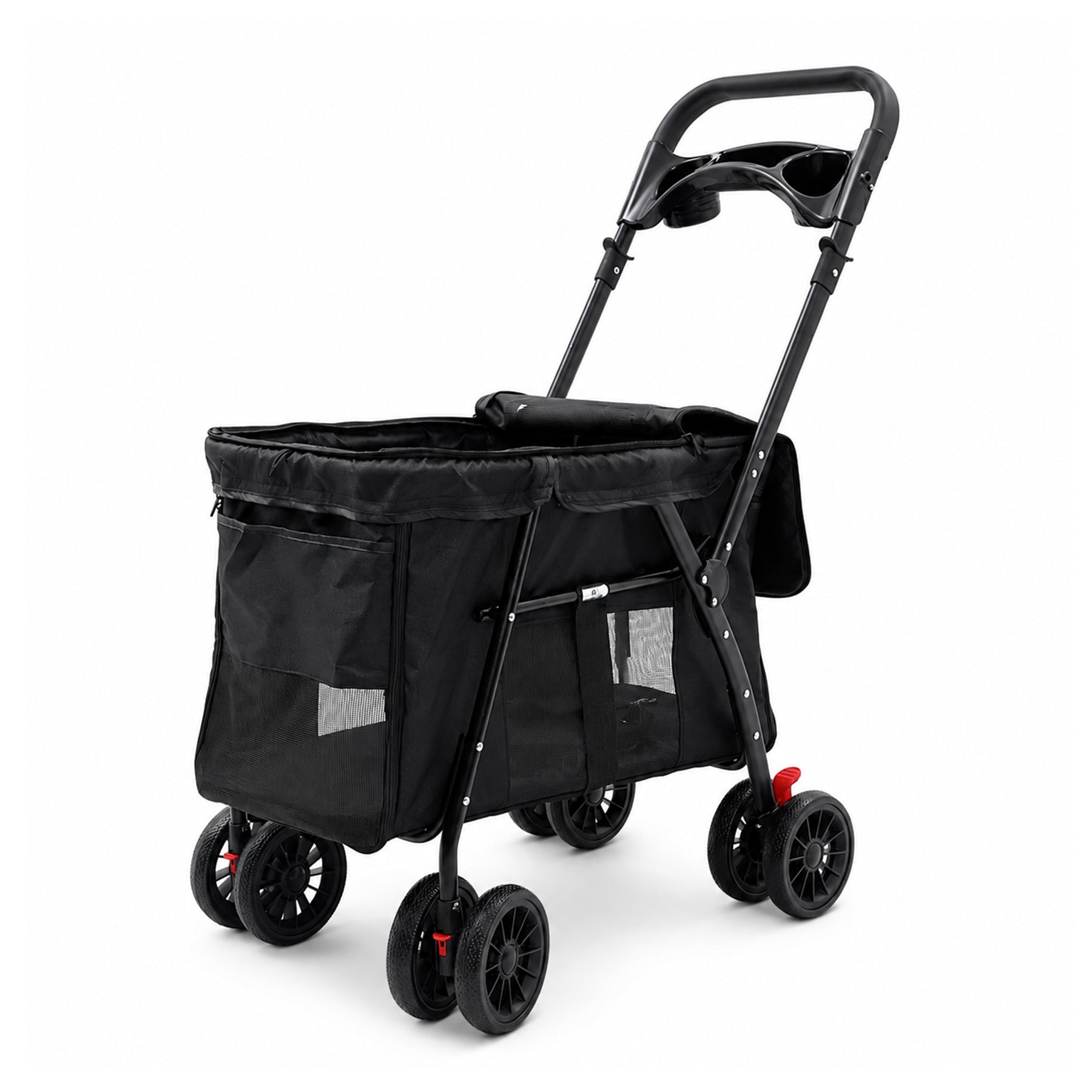 Folding Dog Stroller for 2 Small Dogs – Black
