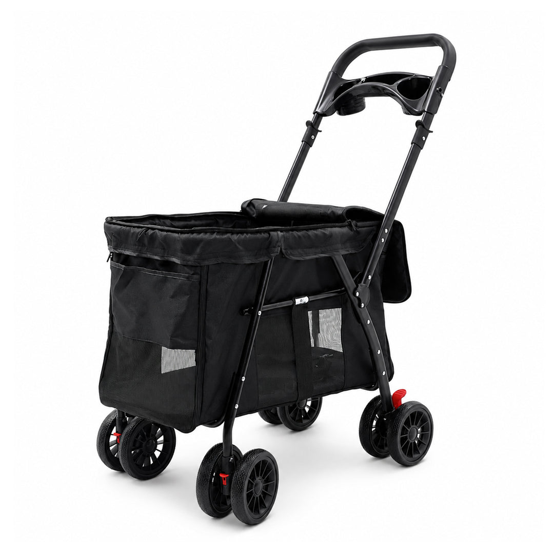 Folding Dog Stroller for 2 Small Dogs – Black