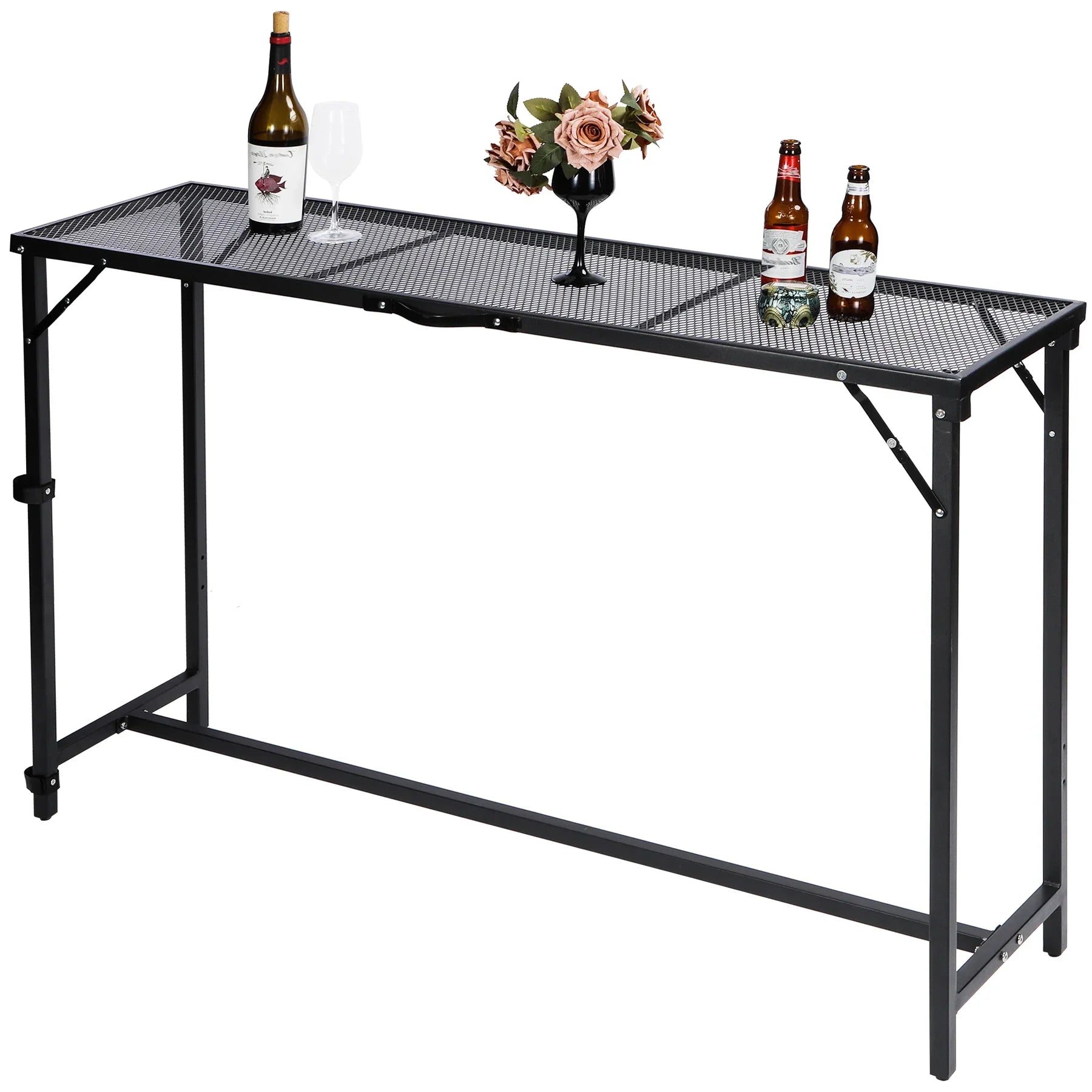 Folding Paito Bar Height Hot Tub Table with Waterproof Mesh Top