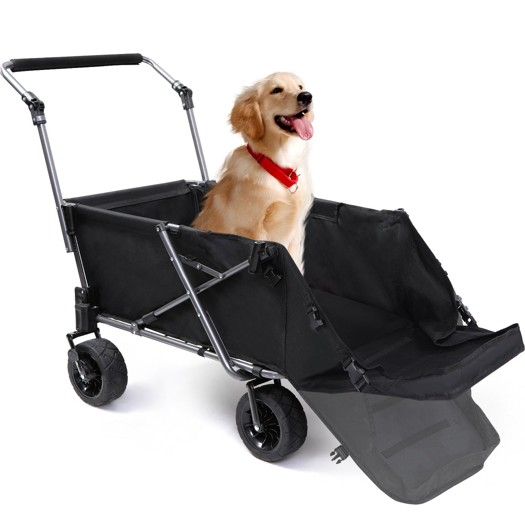 Folding Dog Wagon for Large Dogs with Extendable Rear/ Canopy