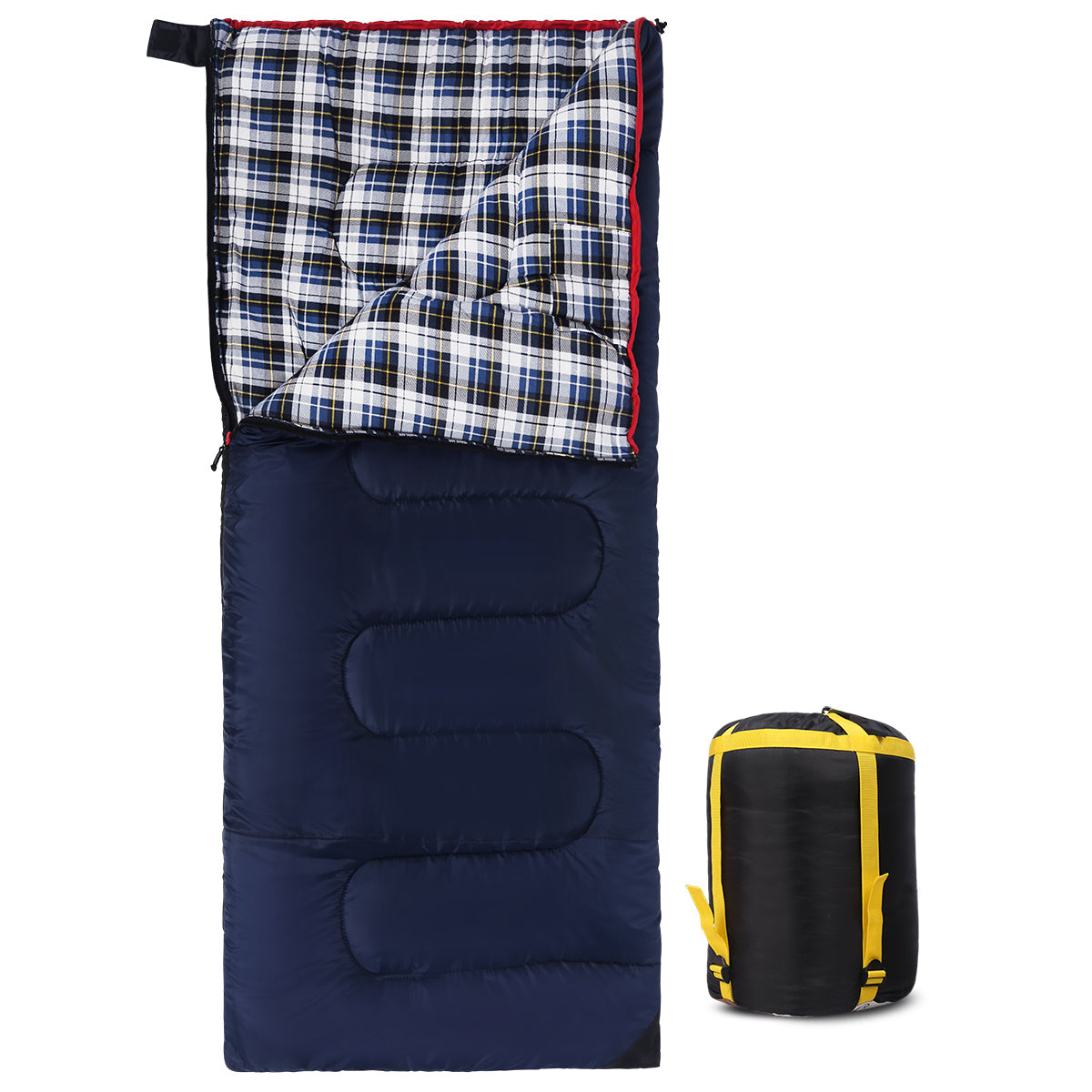 Camping Sleeping Bag for Adult with Cotton Flannel Liner,Red Blue