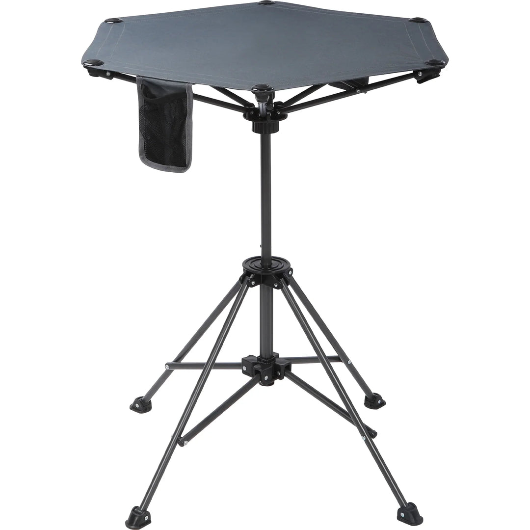 Table de camping pivotante portable à hauteur réglable (64/93 cm), table de pique-nique pliable pour la plage, le jardin et les voyages, tissu imperméable 600D et cadre en métal, sac de rangement inclus.