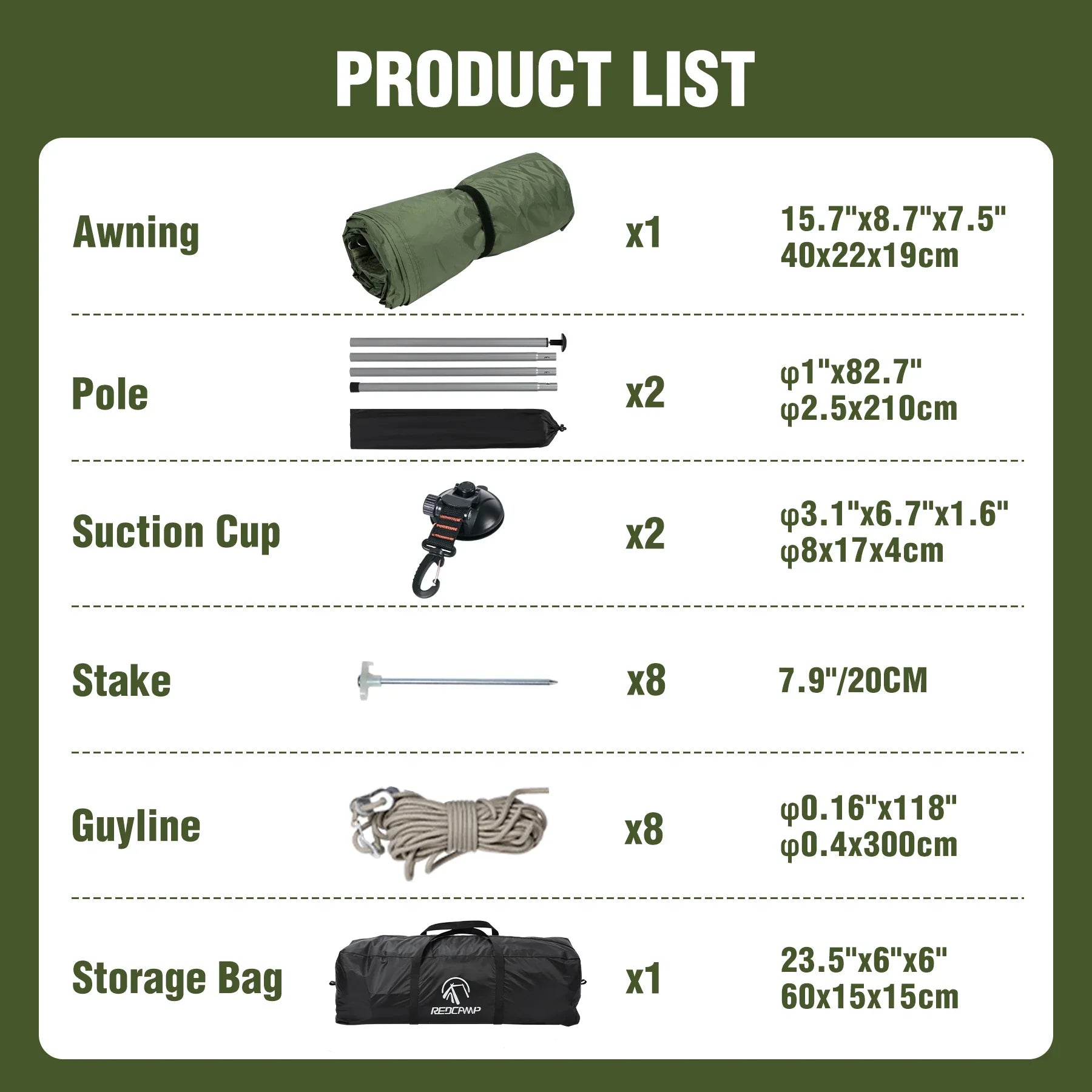 Car Awning Camping Tarp, 19x 17ft Shade