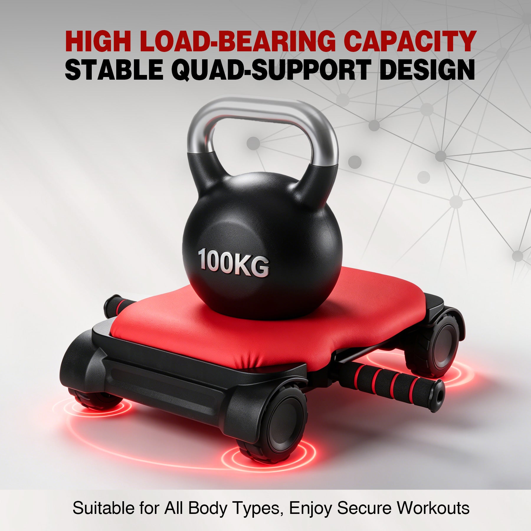 Auto-Rebound 4-Wheel Ab Roller Board
