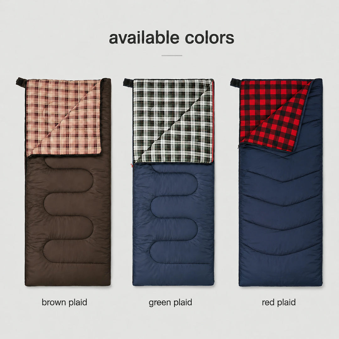 Cotton Flannel Rectangular Sleeping Bag 32–77°F