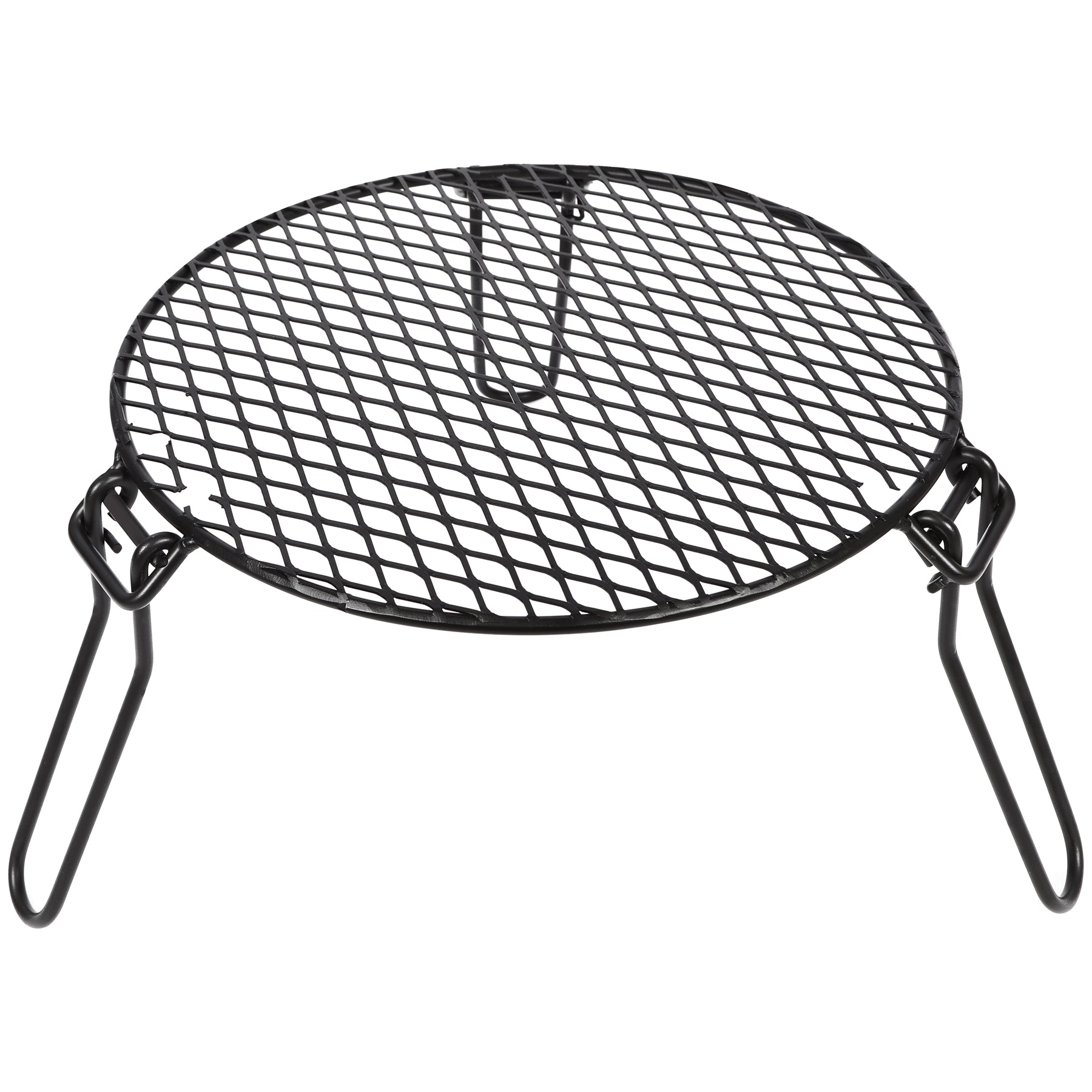 Folding Round Campfire Grill Grate, Portable Over Fire Camp Grill with Foldable Legs, 12”