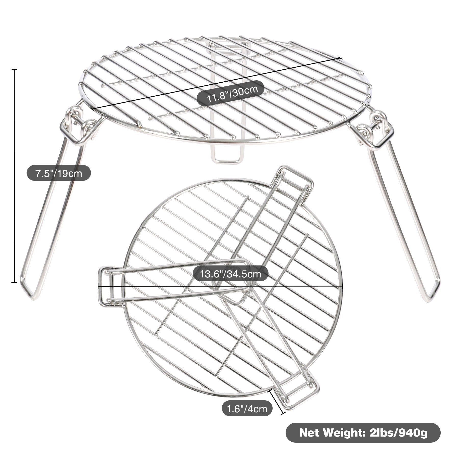 REDCAMP Folding Round Campfire Grill Grate