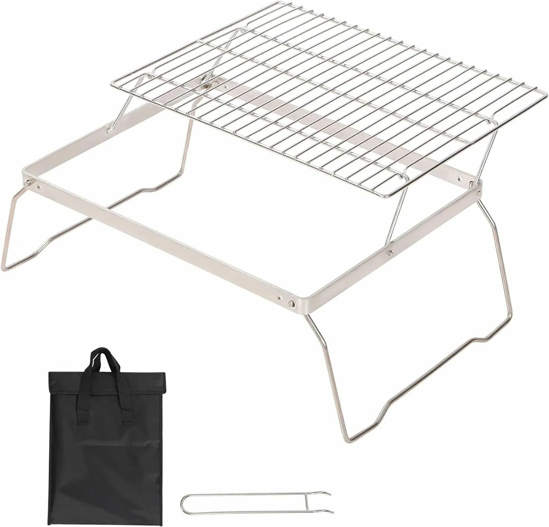 Portable Folding Campfire Grill 304 Stainless Steel Grate with Carrying Bag - Redcamp