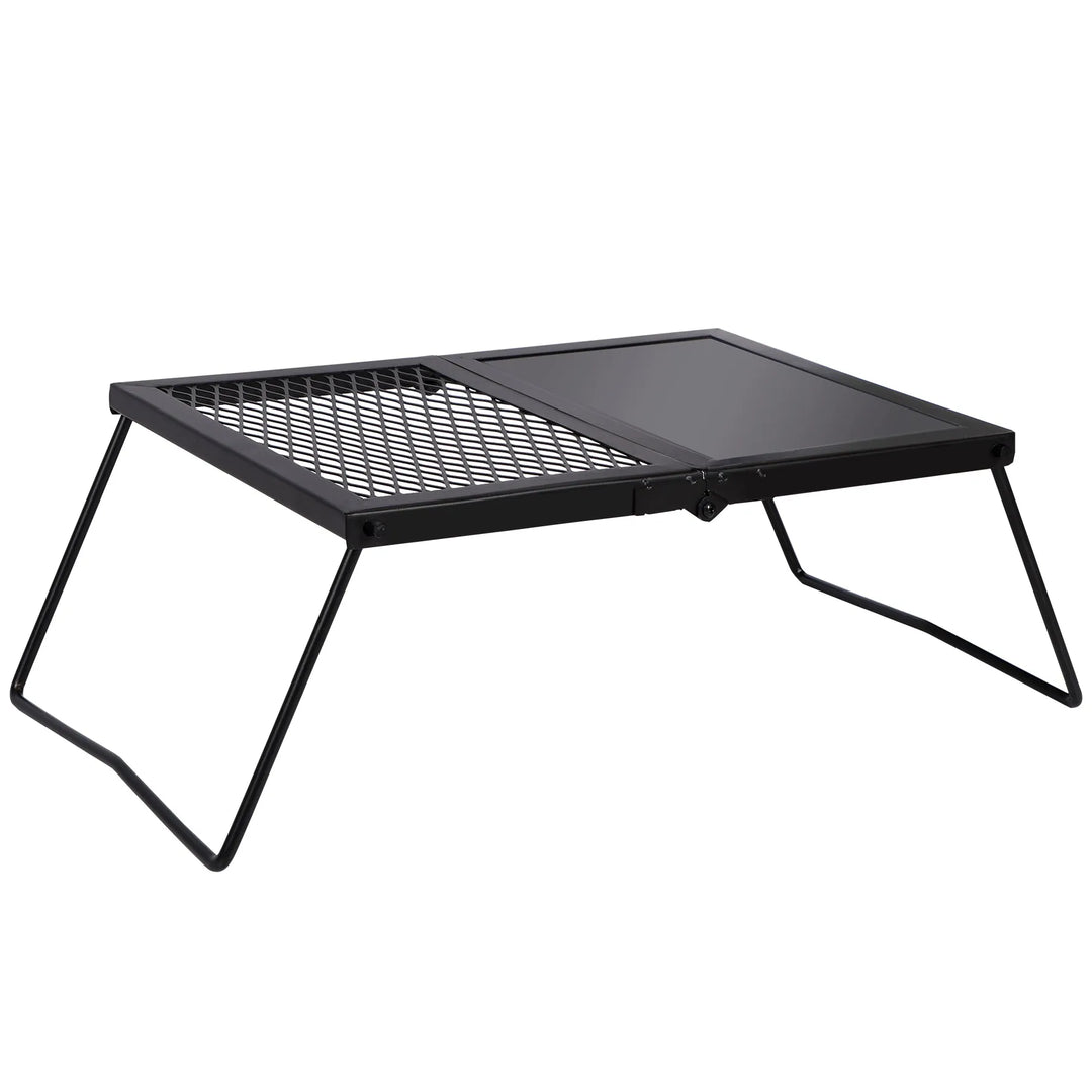Portable Heavy Duty Folding Steel Campfire Grill Grate for Outdoor Cooking, Black - Redcamp