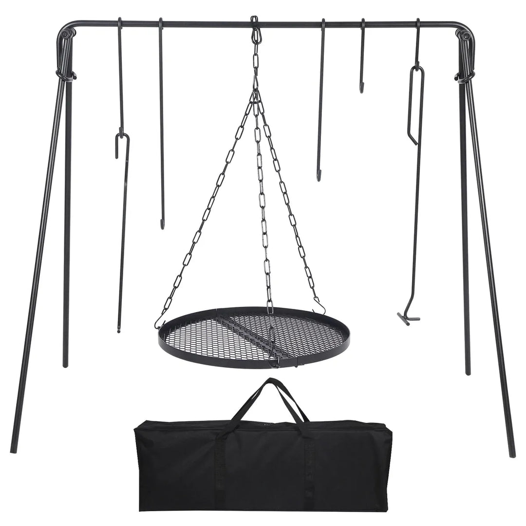 Portable Hanging Campfire Swing Grill Stand with Dutch Oven Lid Lifter & Hooks For Outdoor Cooking - Redcamp