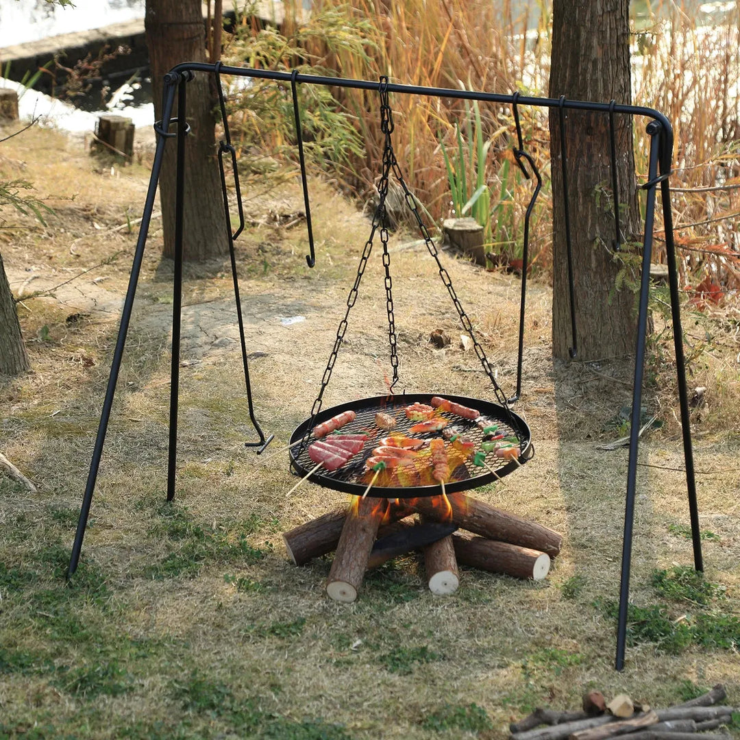 Portable Hanging Campfire Swing Grill Stand with Dutch Oven Lid Lifter & Hooks For Outdoor Cooking - Redcamp