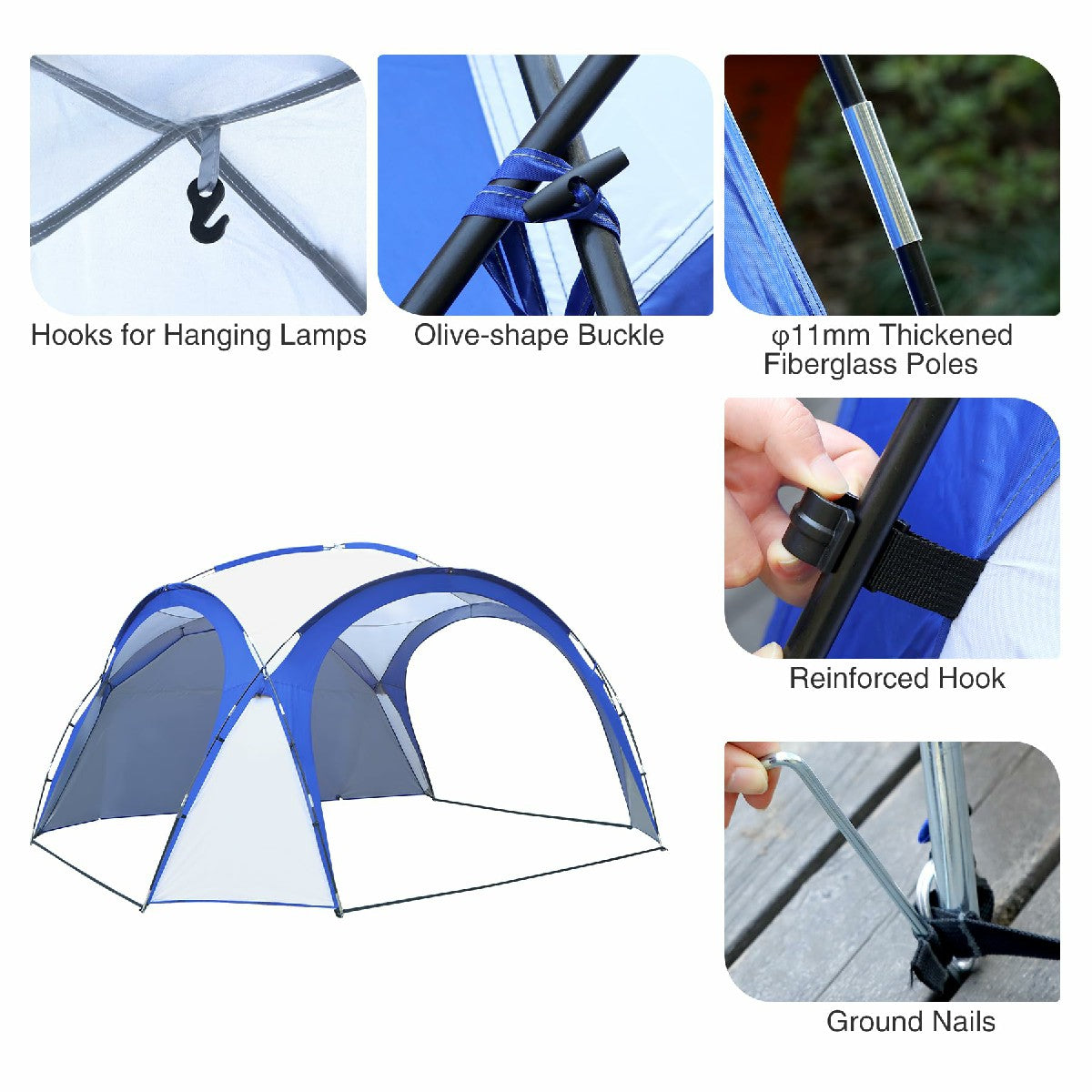 8-12 Person Easy Beach Canopy Tent with Side Wall