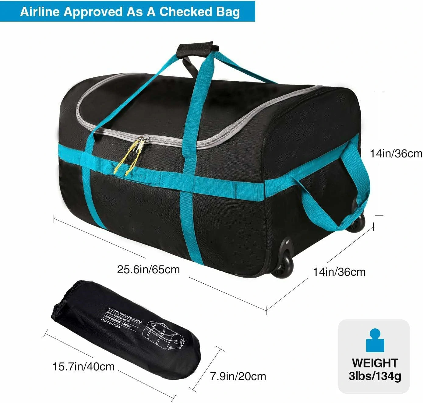 REDCAMP Foldable Duffle Bag with Wheels