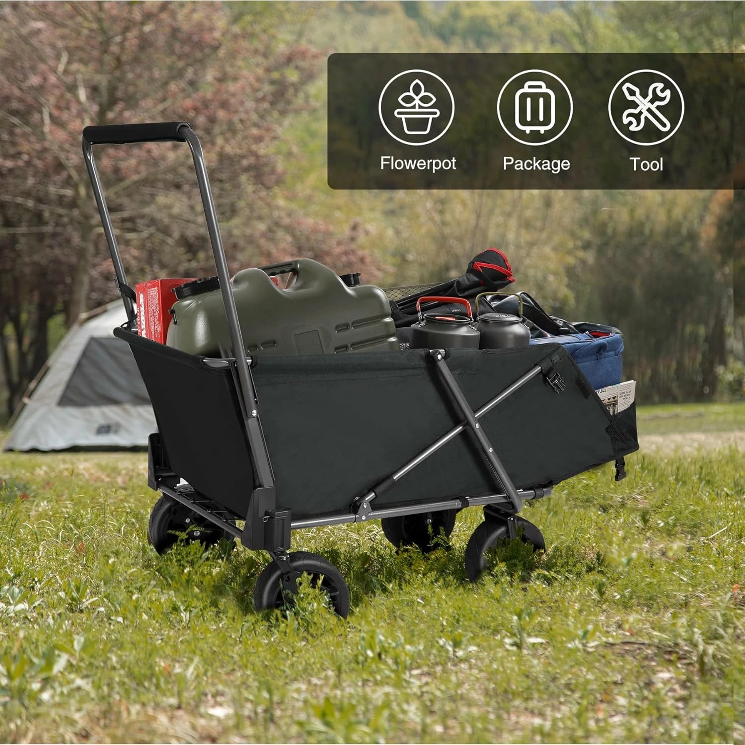 REDCAMP Folding Dog Wagon Cart with Extendable Rear End Heavy Duty