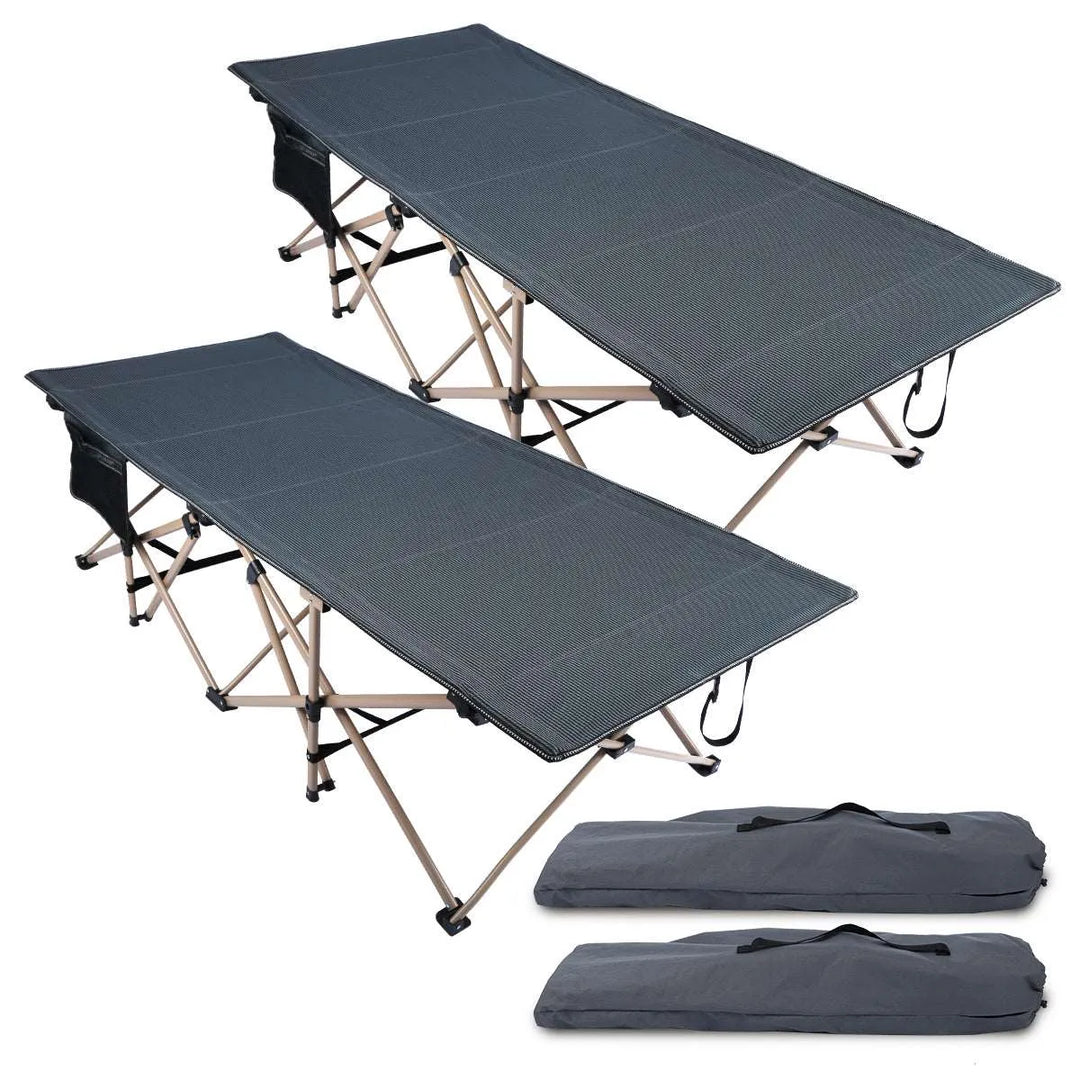 Extra Wide Folding Camping Cot for Adults, Grey Blue Green - Redcamp