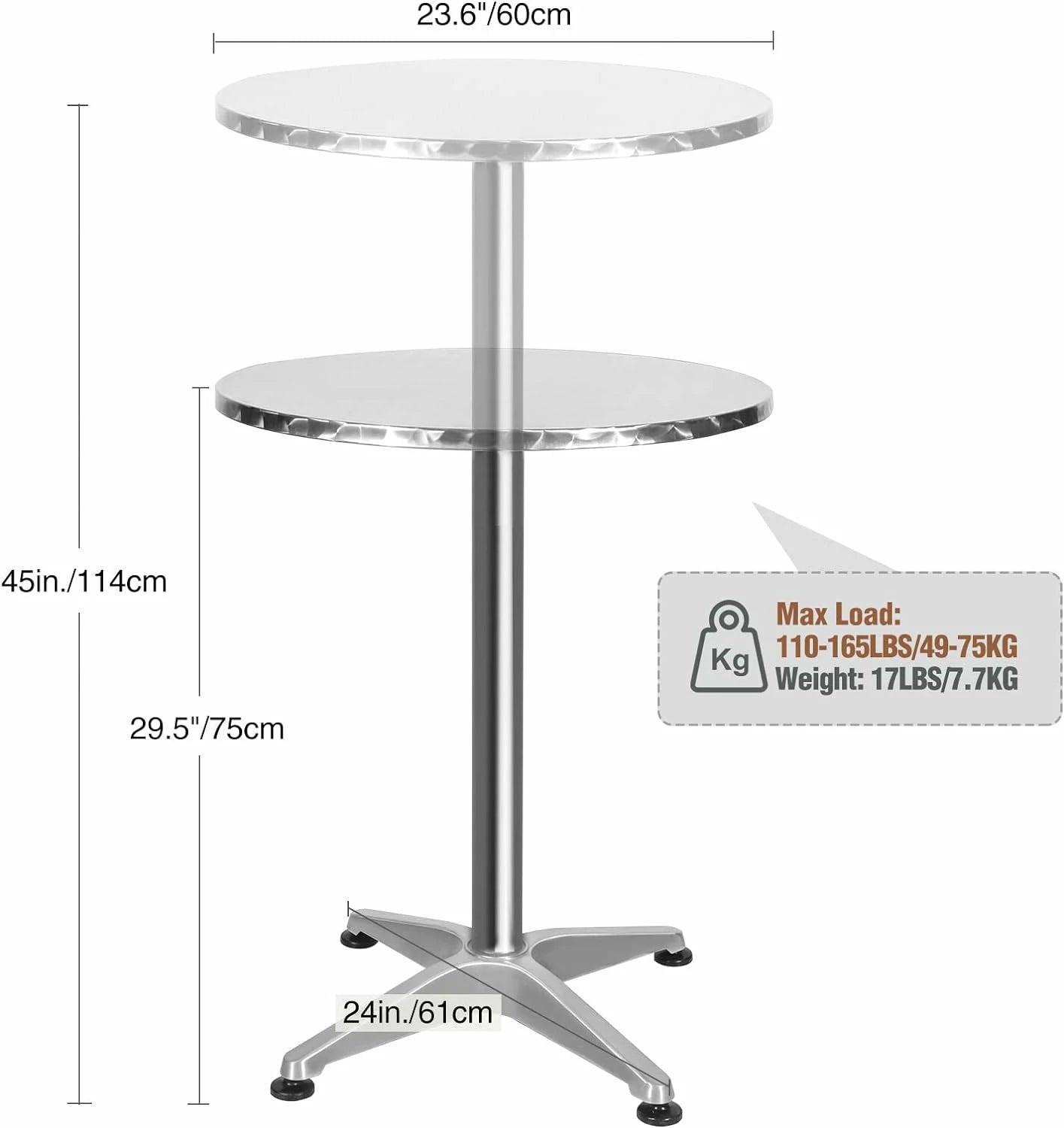 REDCAMP 24" Round Bar Table