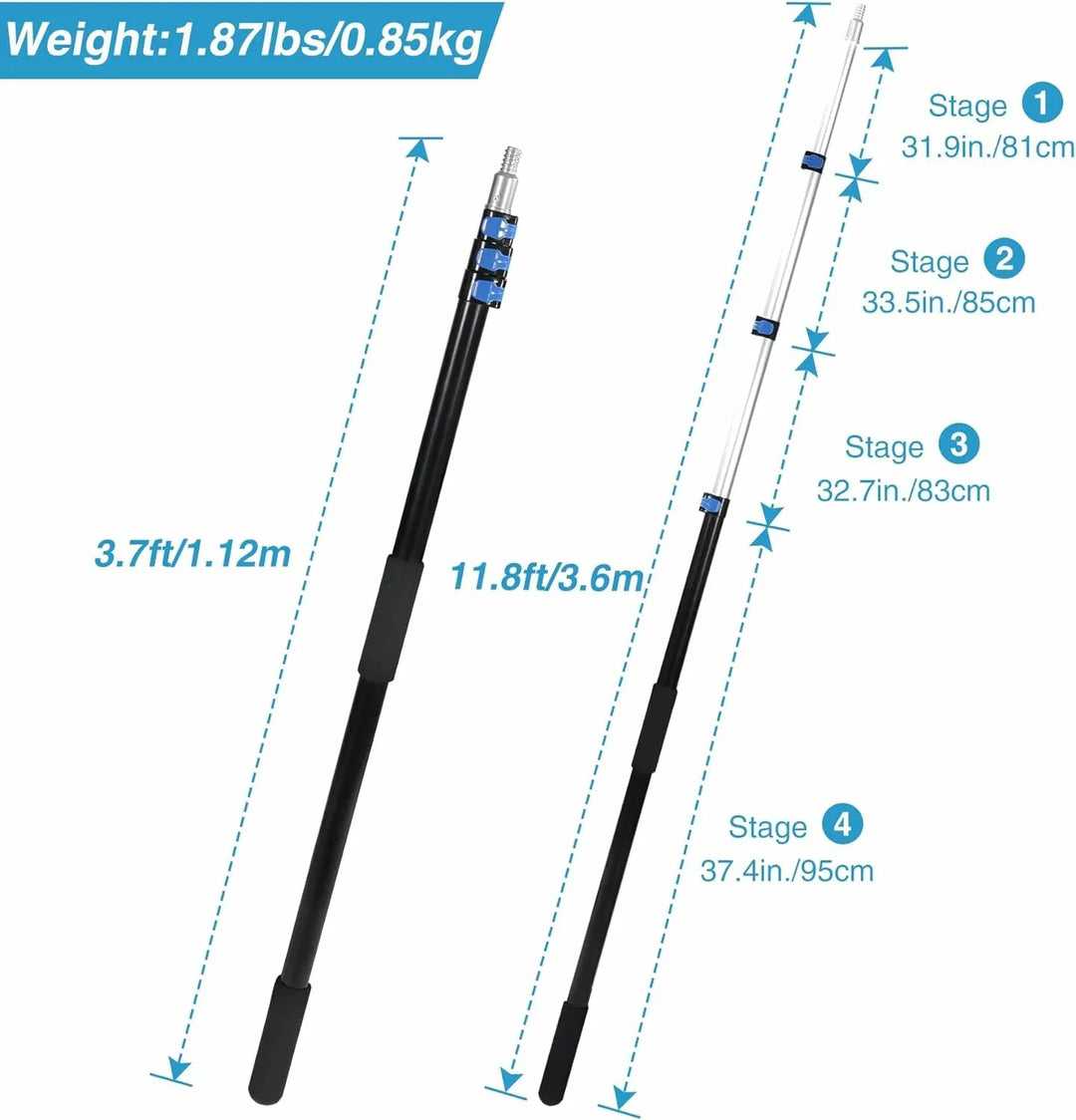 8ft/12ft Aluminum Extendable Telescopic Boat Hook For Docking, Black/Silver - Redcamp
