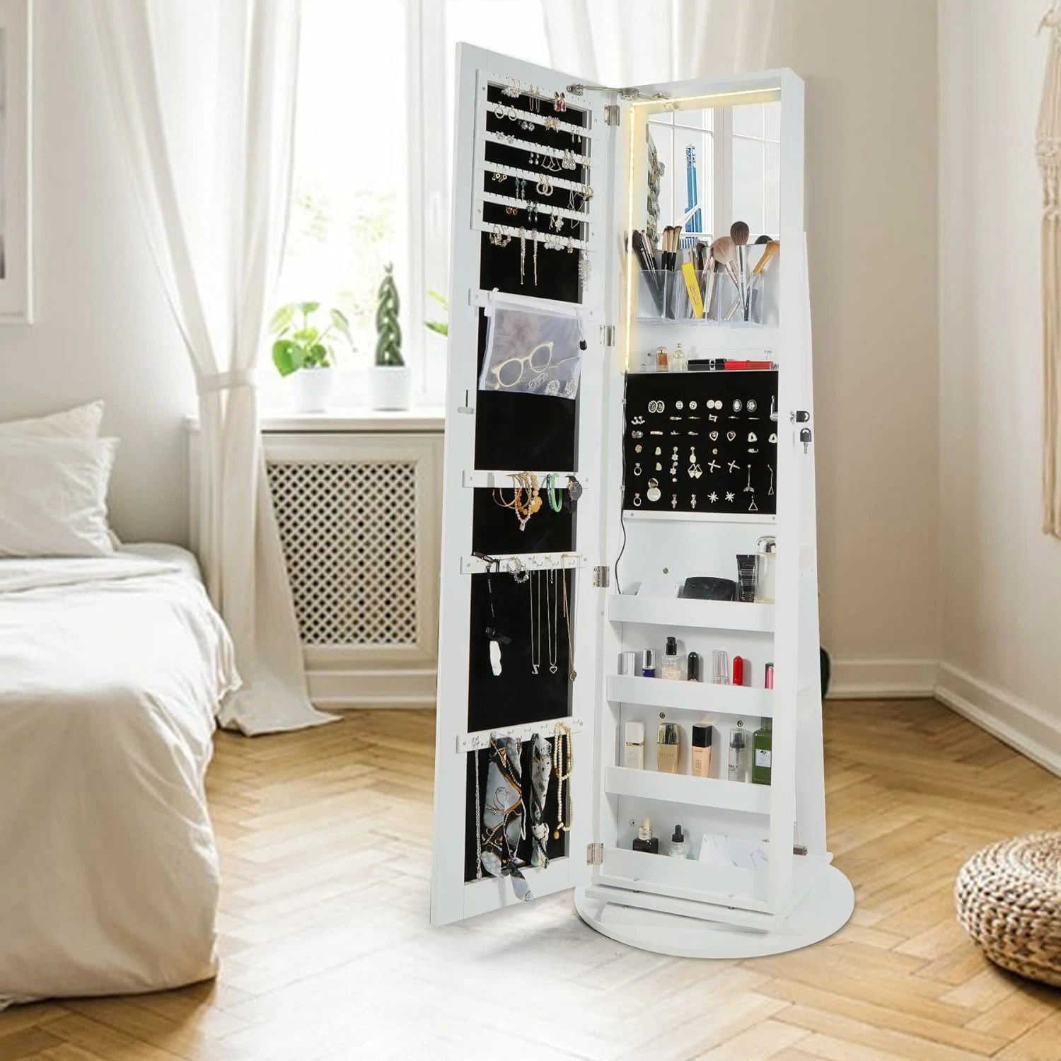 REDCAMP 360° Swivel Jewelry Cabinet with LED Lights