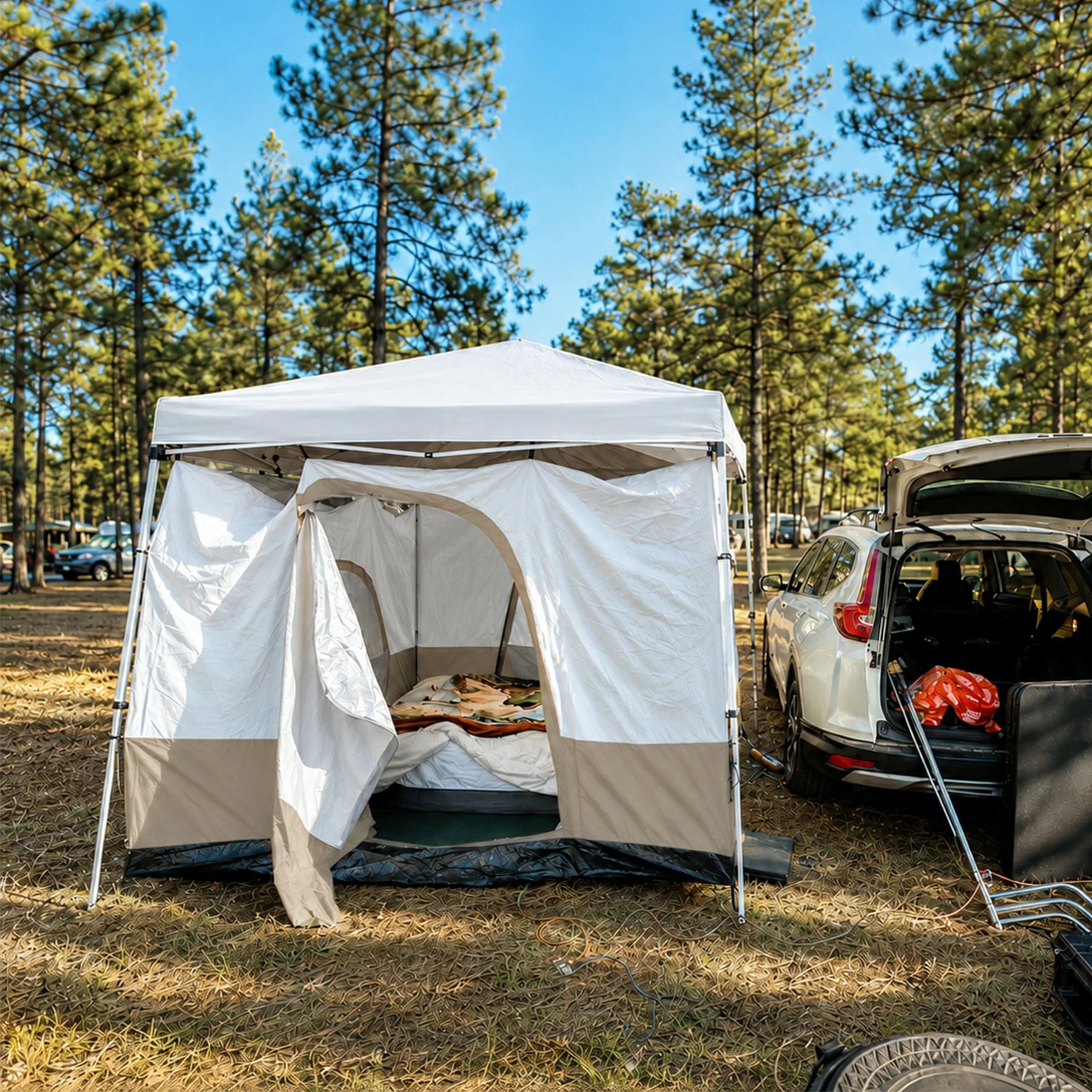 qube tents for camping REDCAMP Camping Cube Inner Tent for Pop Up Canopy Camping Tent, 10'x10' Khaki