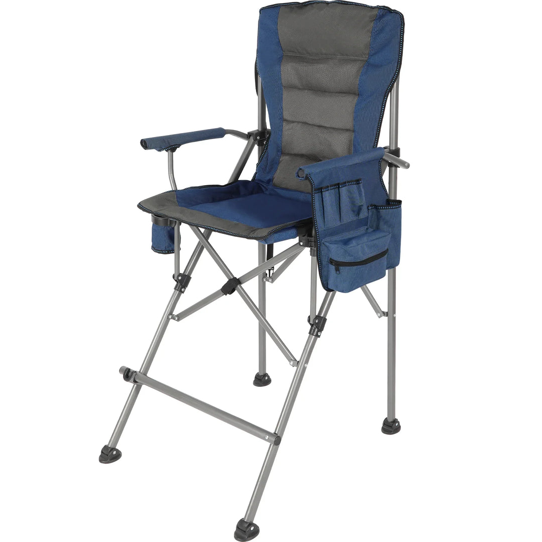31-Inch Extra Tall Folding Chair, Tall Camping Chair with High Back, Hard Arms and Footrest