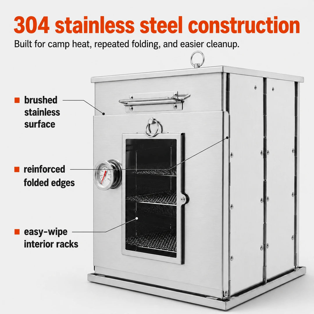 Horno de camping plegable de acero inoxidable con parrilla de 3 niveles para cocinar al aire libre con estufa de propano 