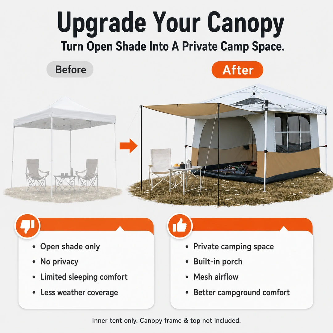 Canopy Tent Inner Tent with Porch for 10x10 & 10x20 Canopies(Canopy not Included)