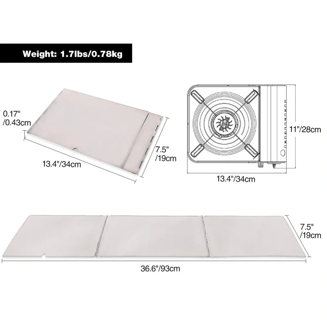 Folding Stainless Steel Stove Windscreen for Outdoor - Redcamp