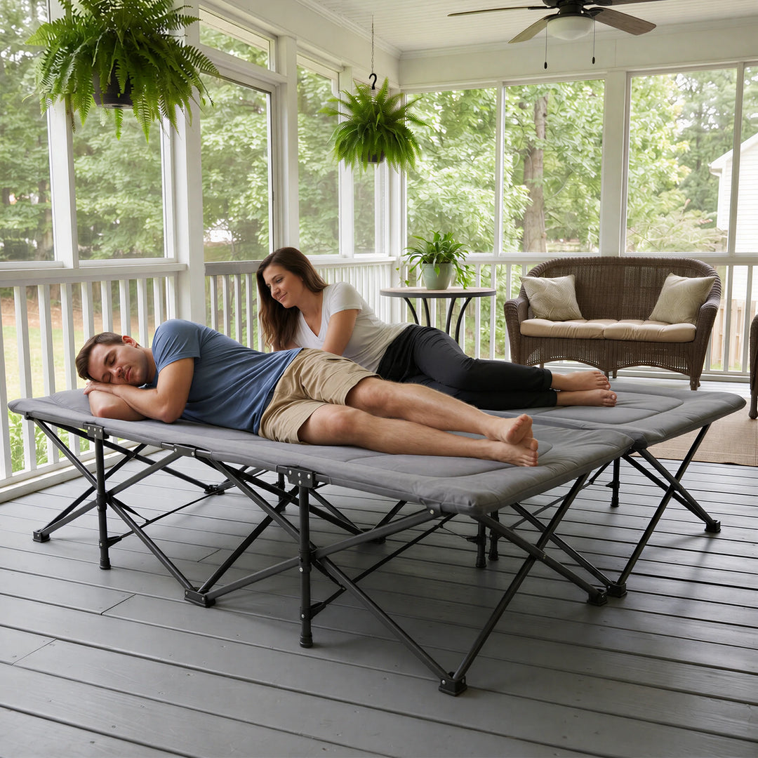 REDCAMP 2 Person Double Camping Cot with Mattress, 59-Inch Wide, Near Queen Size