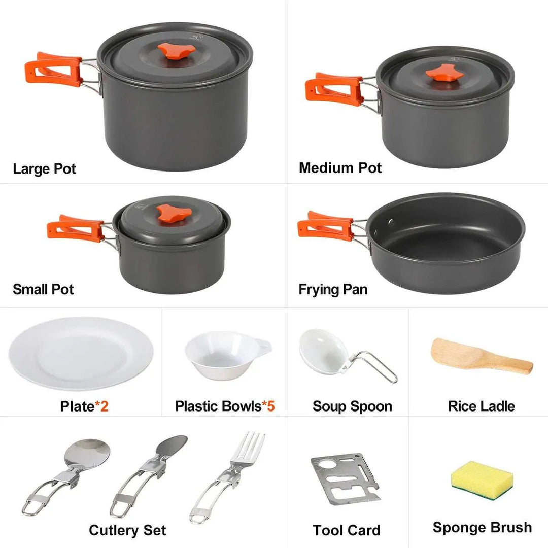 11/12/22 PCS Camping Cookware Mess Kit - Redcamp