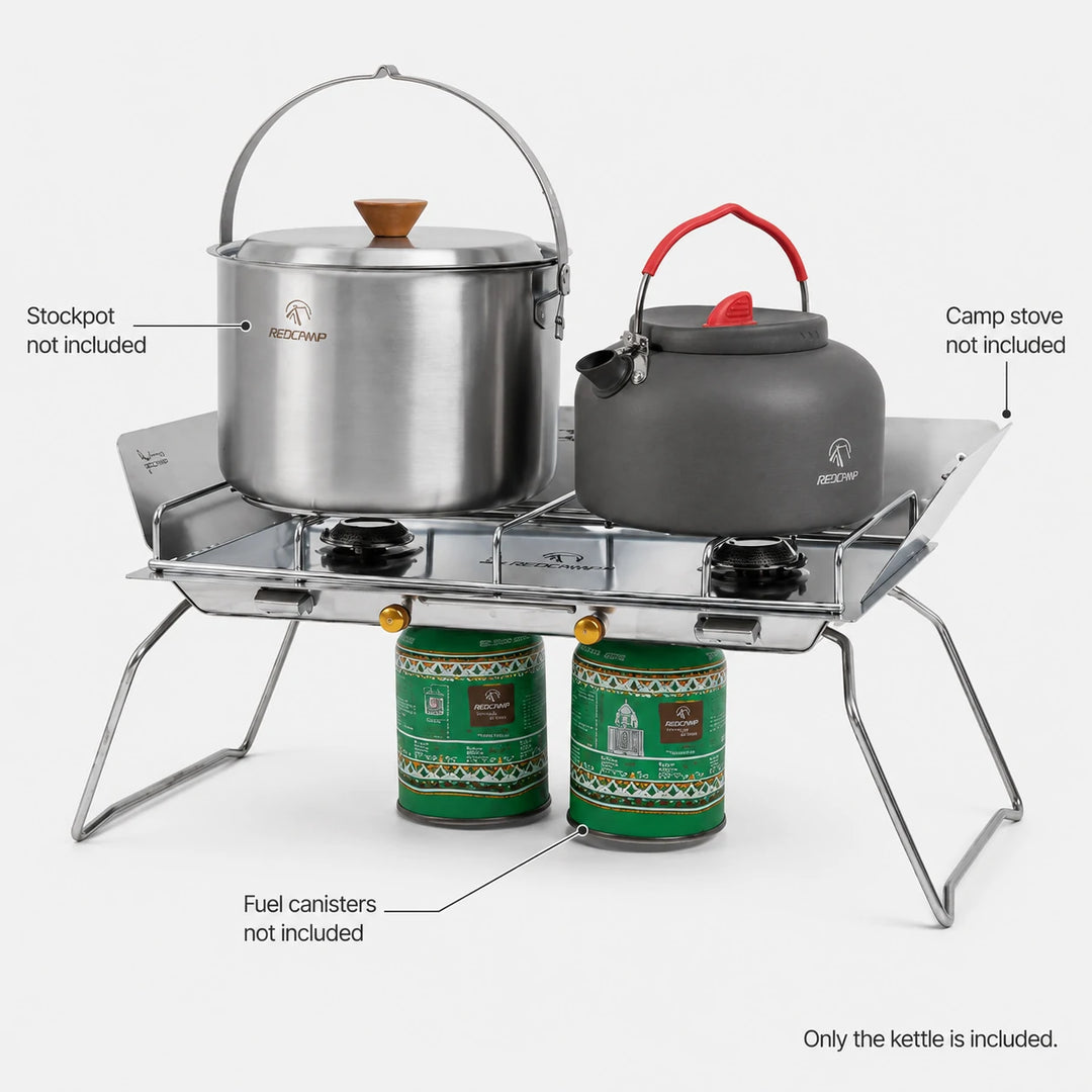 Bouilloire de camping en aluminium avec sac de transport, 0,8 L/0,9 L/1,4 L/2 L