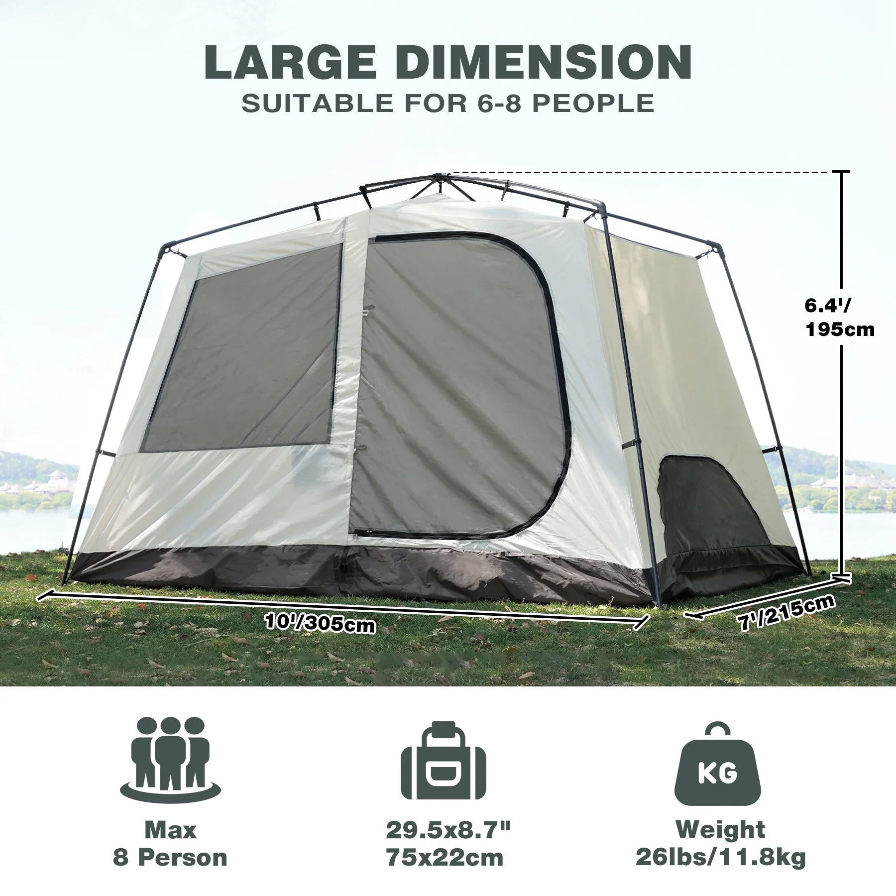 tent 8 personen REDCAMP Large 6/8 Person Family Tent with Rainfly & Windproof – Redcamp