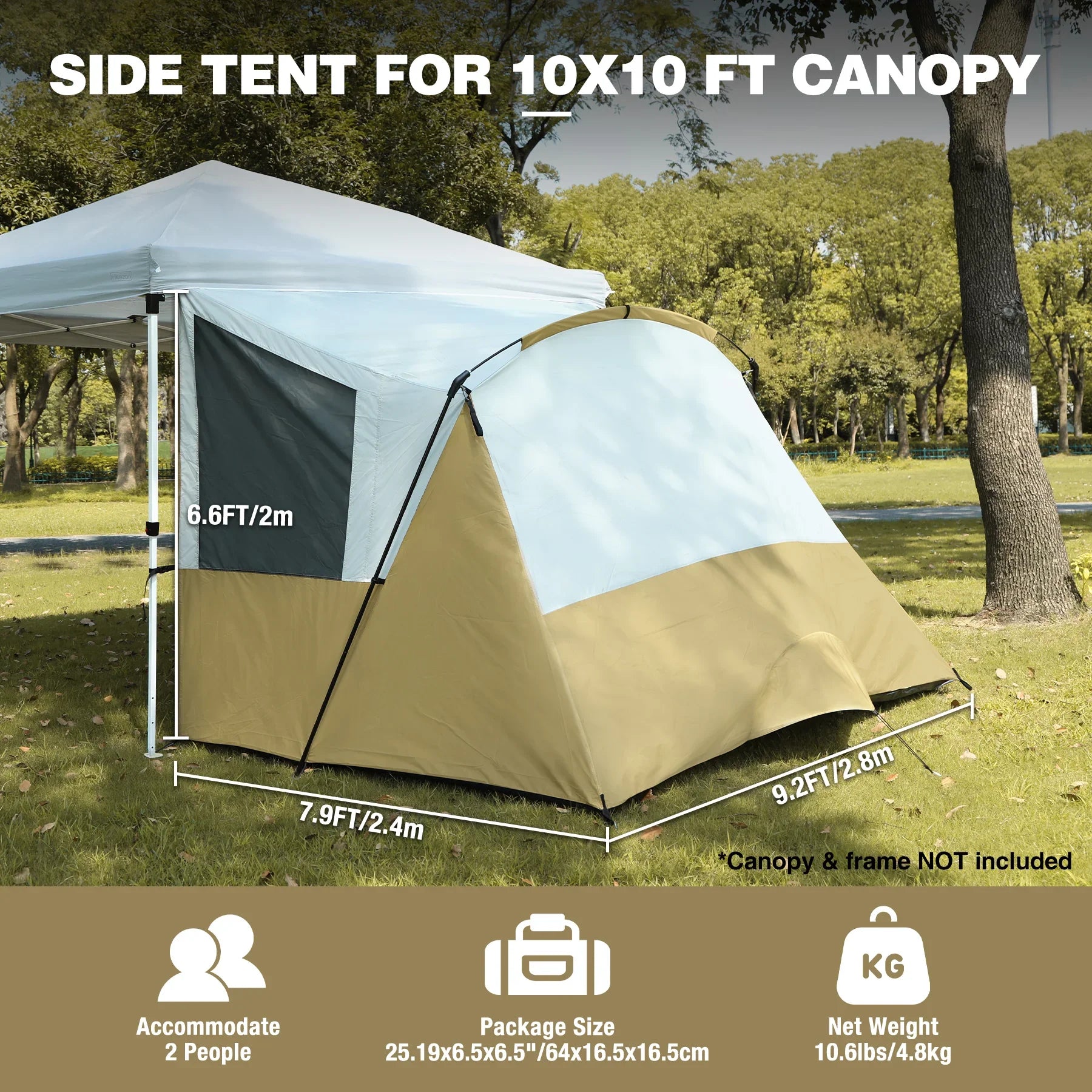 4-6 Person Side Tent for 10'x 10' Pop Up Canopy Tent
