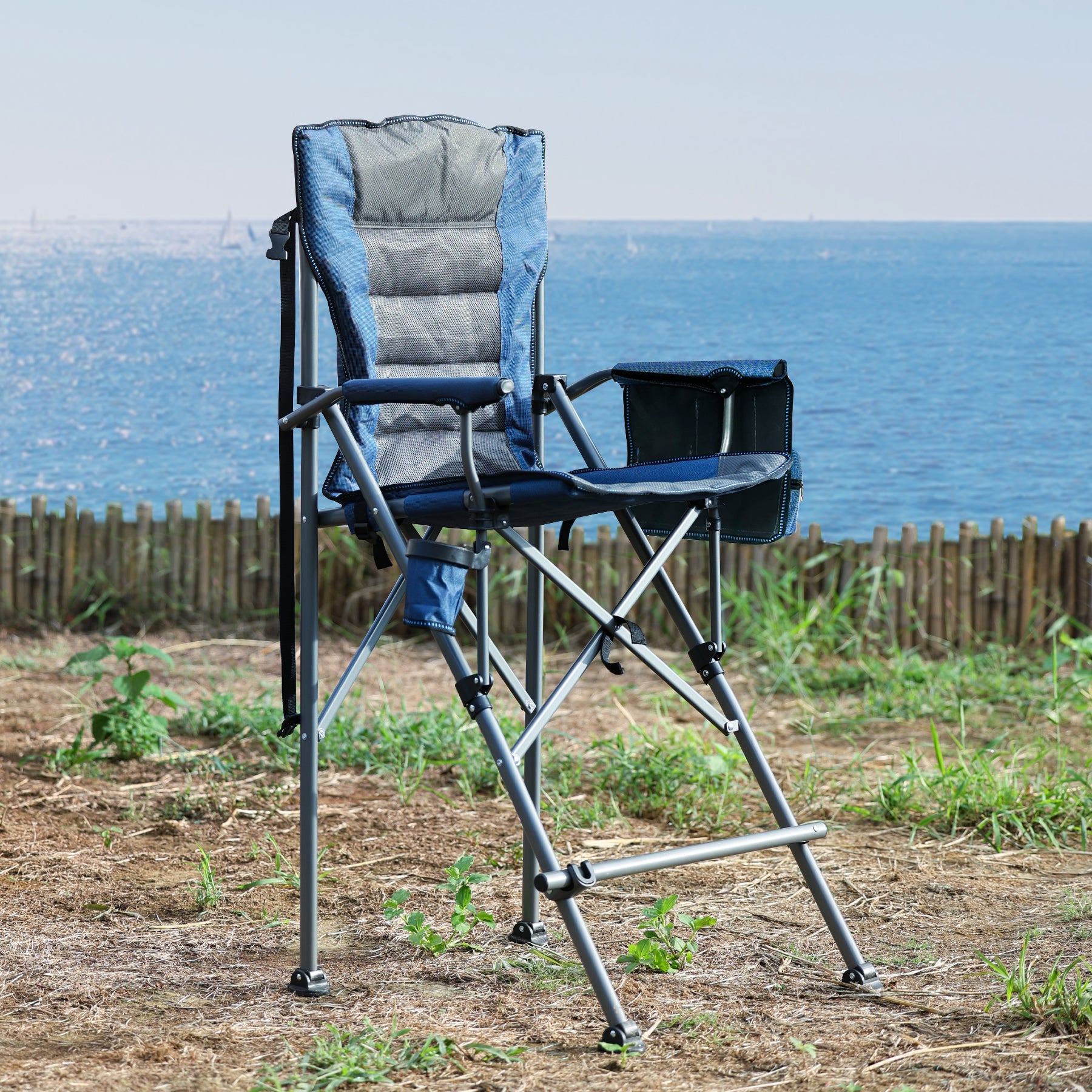 Extra Tall Folding Chair with High Back and Hard Arms