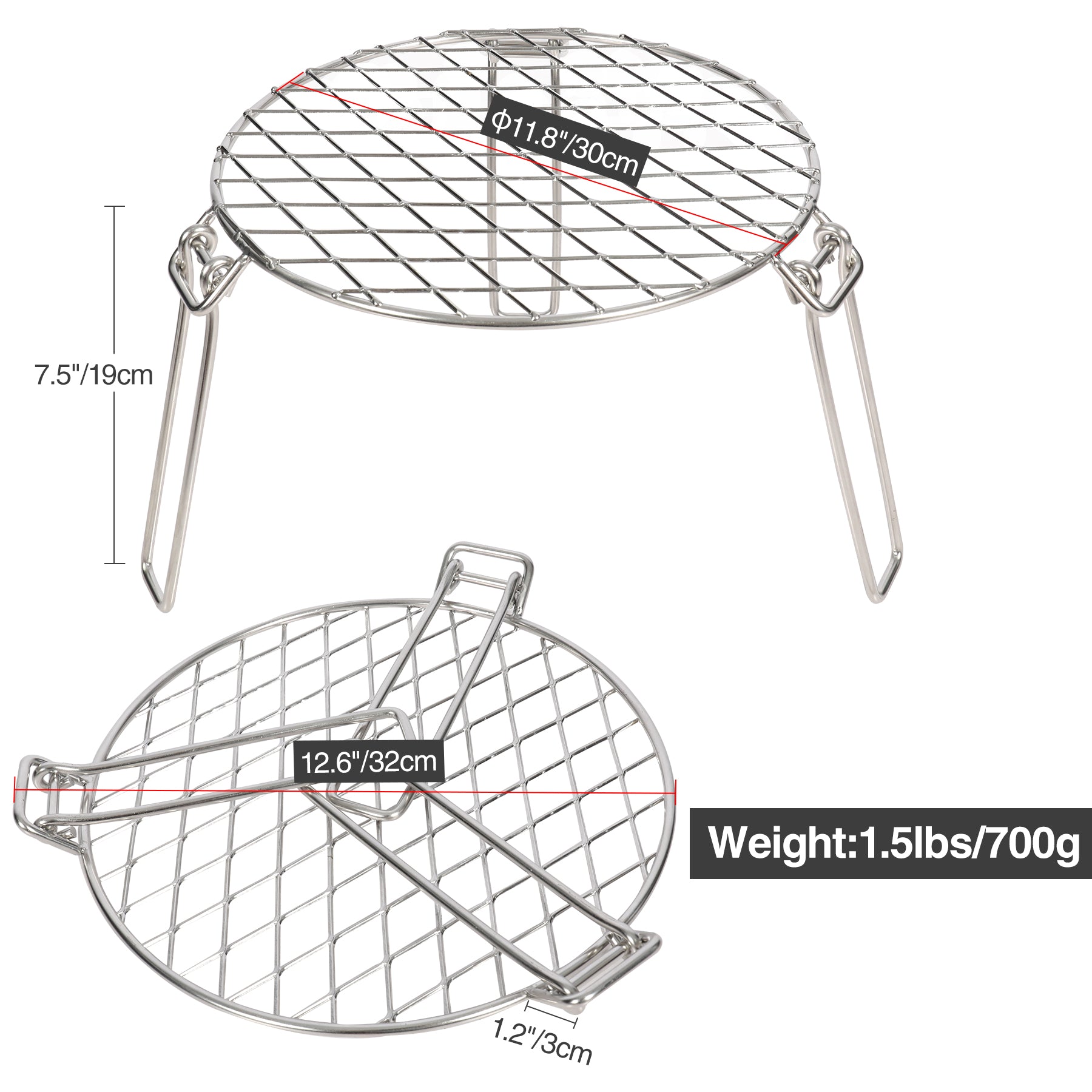 REDCAMP Folding Round Campfire Grill Grate