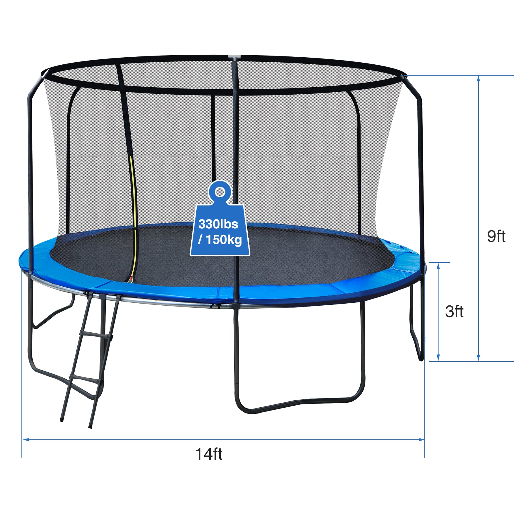 14' Round Outdoor Trampoline with Safety Enclosure