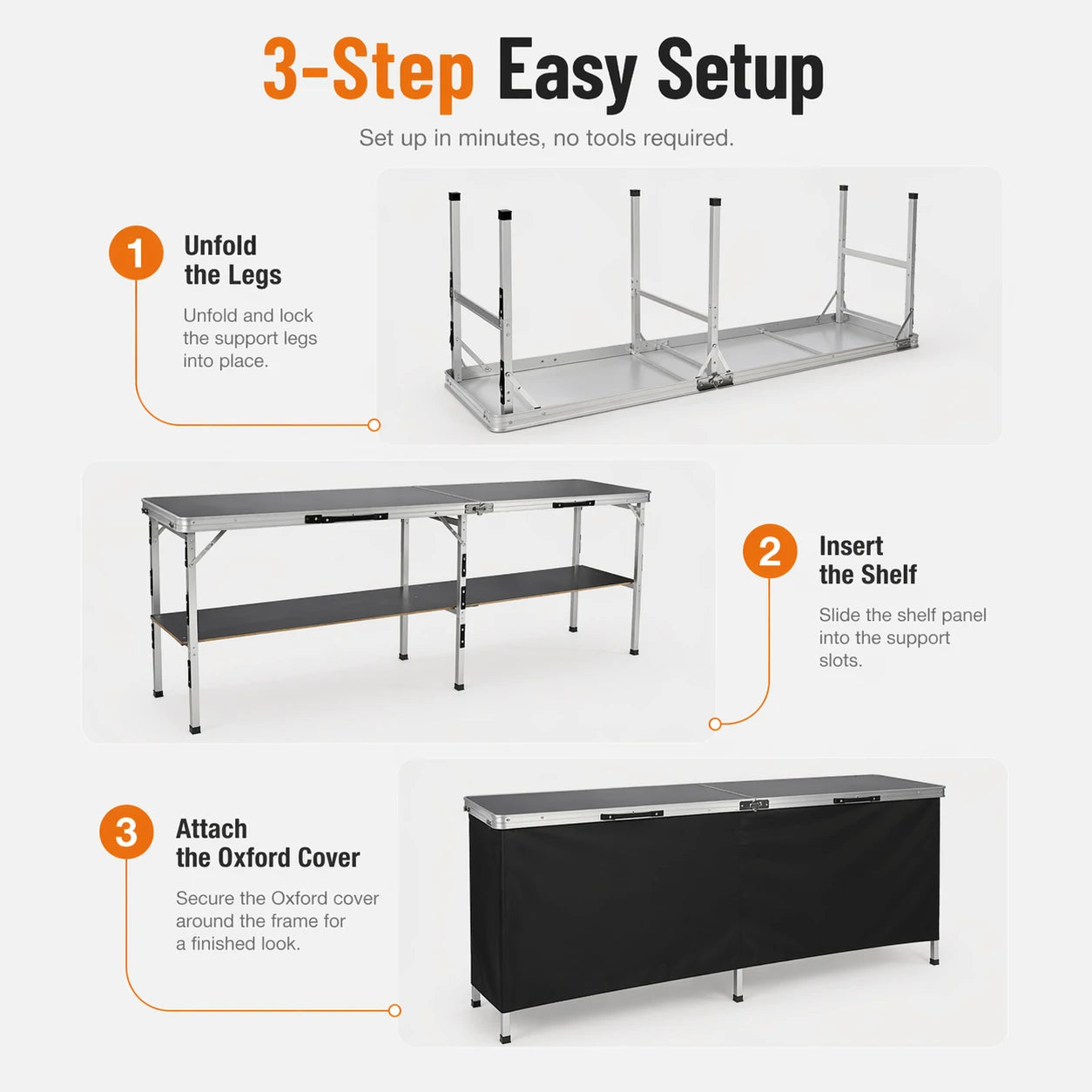 Extra Long Folding Portable Bar Table for Events with Double Layer