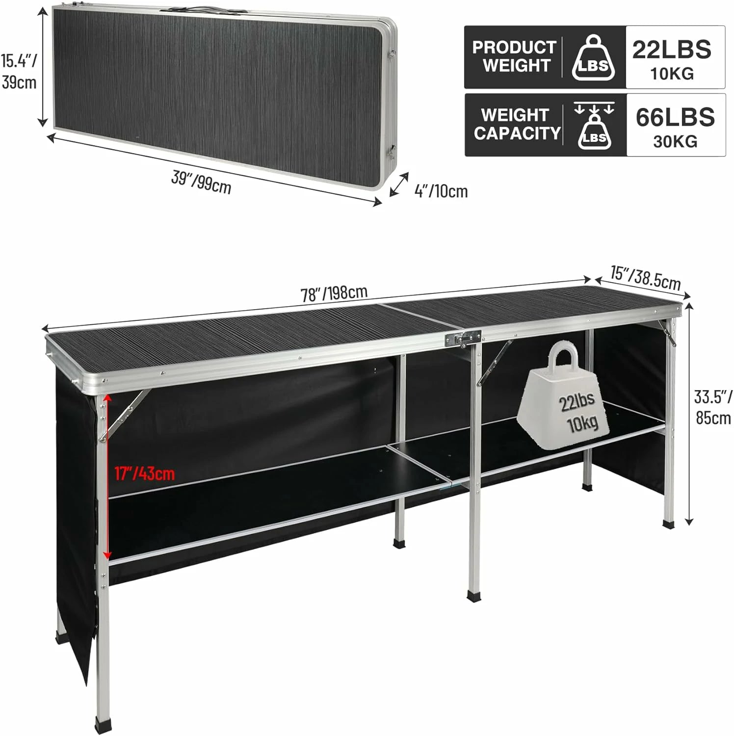 REDCAMP Portable Bar Table