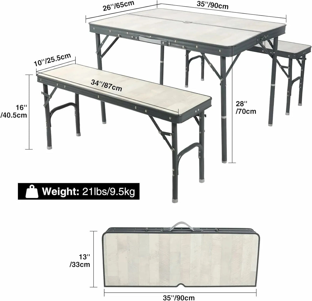 Aluminum Folding Camping Table with Adjustable Height Legs, 2/3/4ft - Redcamp