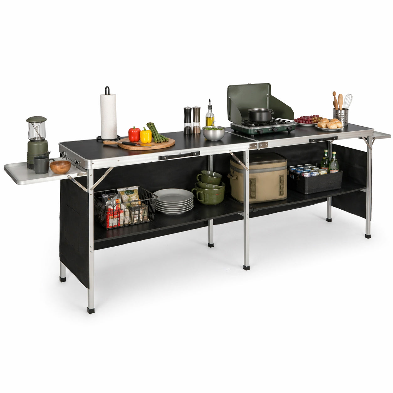 Extra Long Folding Portable Bar Table for Events with Double Layer