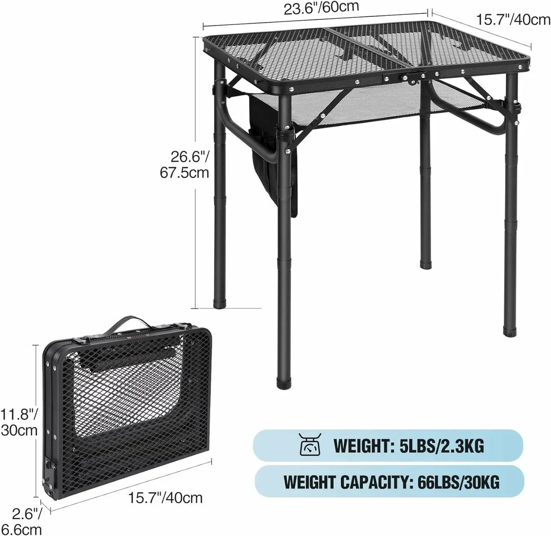 Folding Grill Table for Outside with Adjustable Height Legs - Redcamp